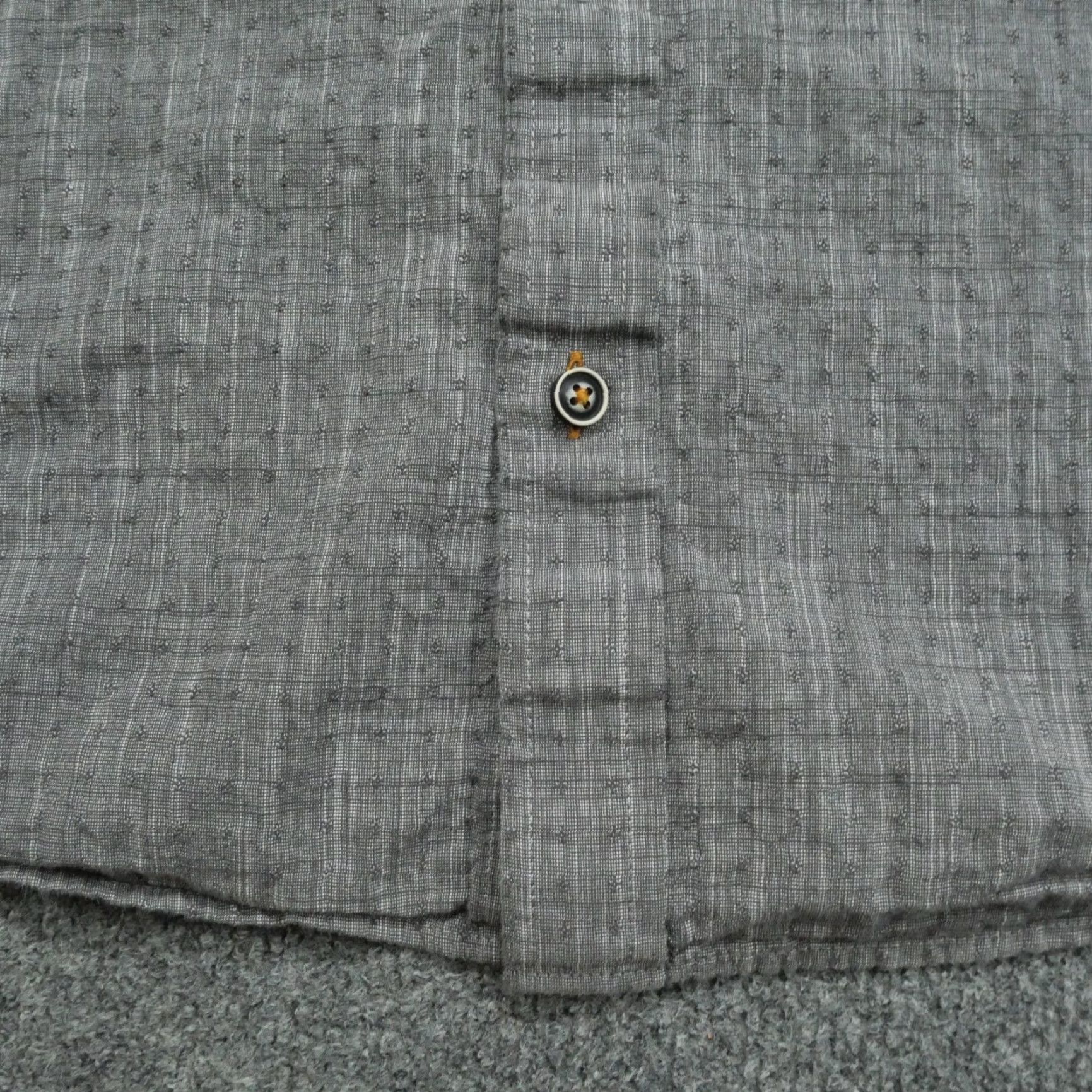 Vintage Rowm Shirt Mens LT Large Tall Grey Textured Button Down Cotton Shirt Size US L / EU 52-54 / 3 - 4 Thumbnail