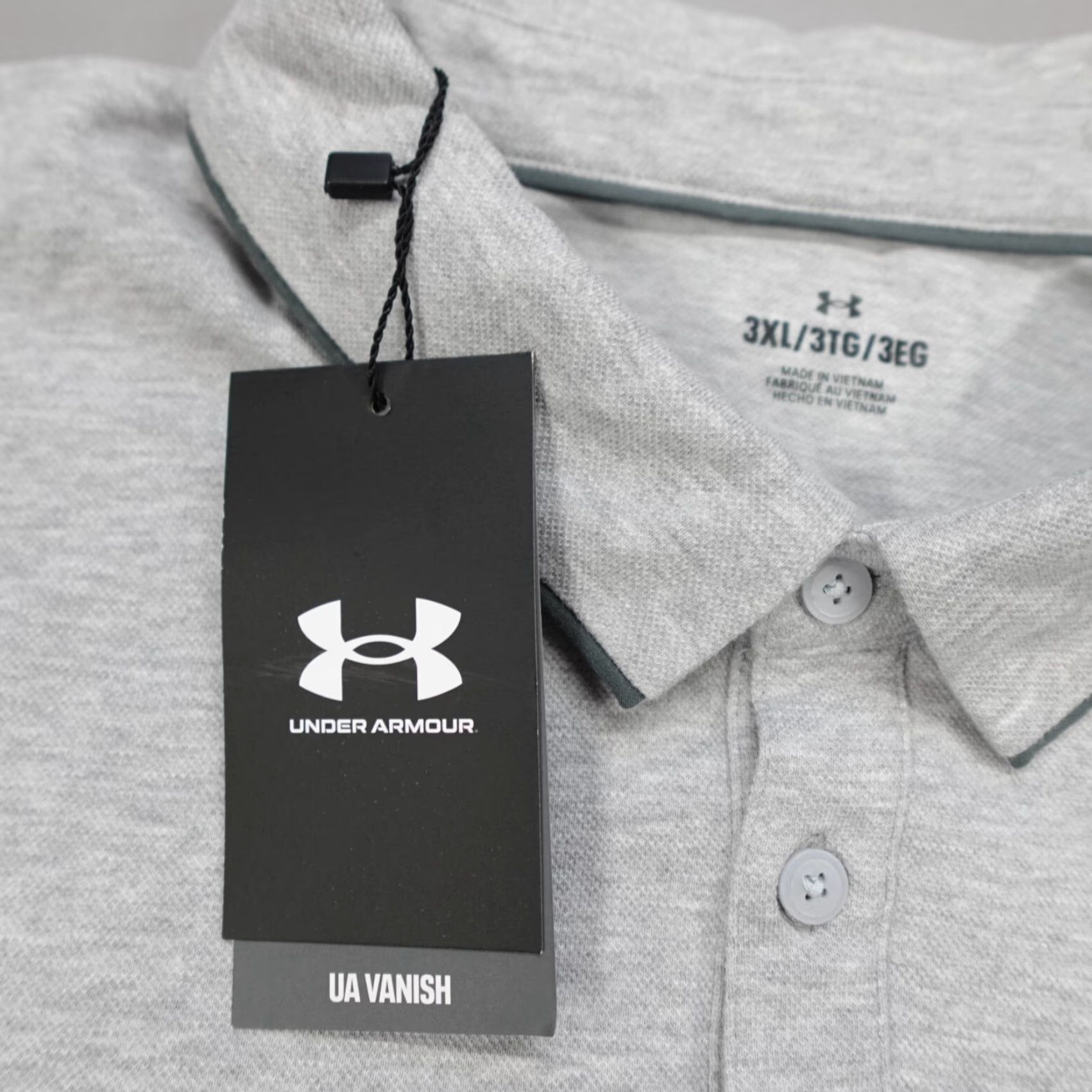 Under Armour Under Armour Polo Cotton Blend 3XL Men Gray Breathable Vanish Luxe Short Sleeve Collared Golf Activewear Logo Embroidered Shirt Size US XXL / EU 58 / 5 - 3 Thumbnail