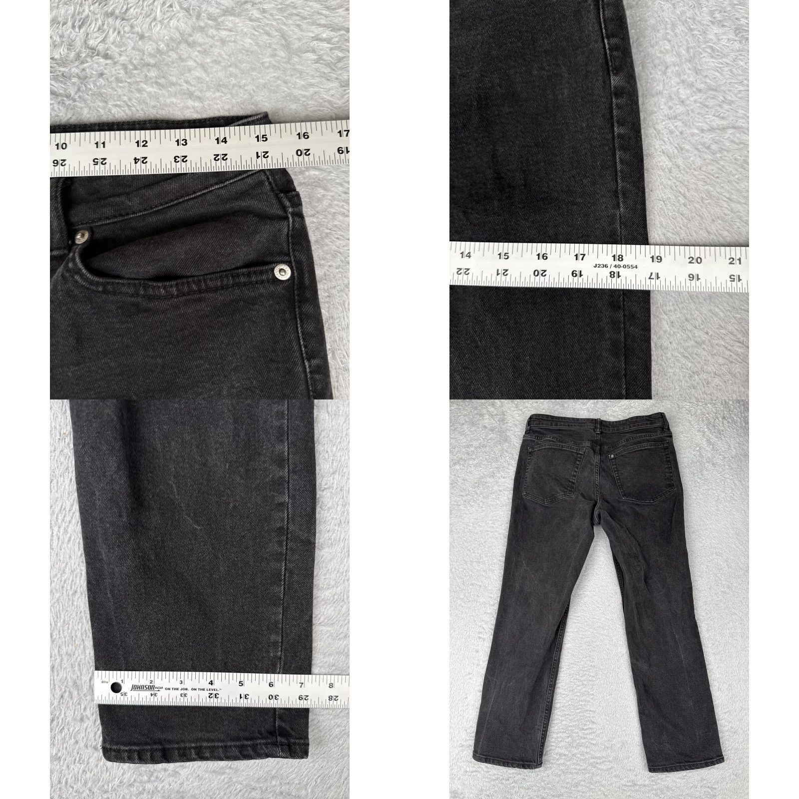 H&M H&M Jeans Women 8 Black High Rise Straight Denim 5-Pocket Zip Button Charcoal Wash Cotton Blend Spandex 29x27 Size 30" / US 8 / IT 44 - 9 Thumbnail
