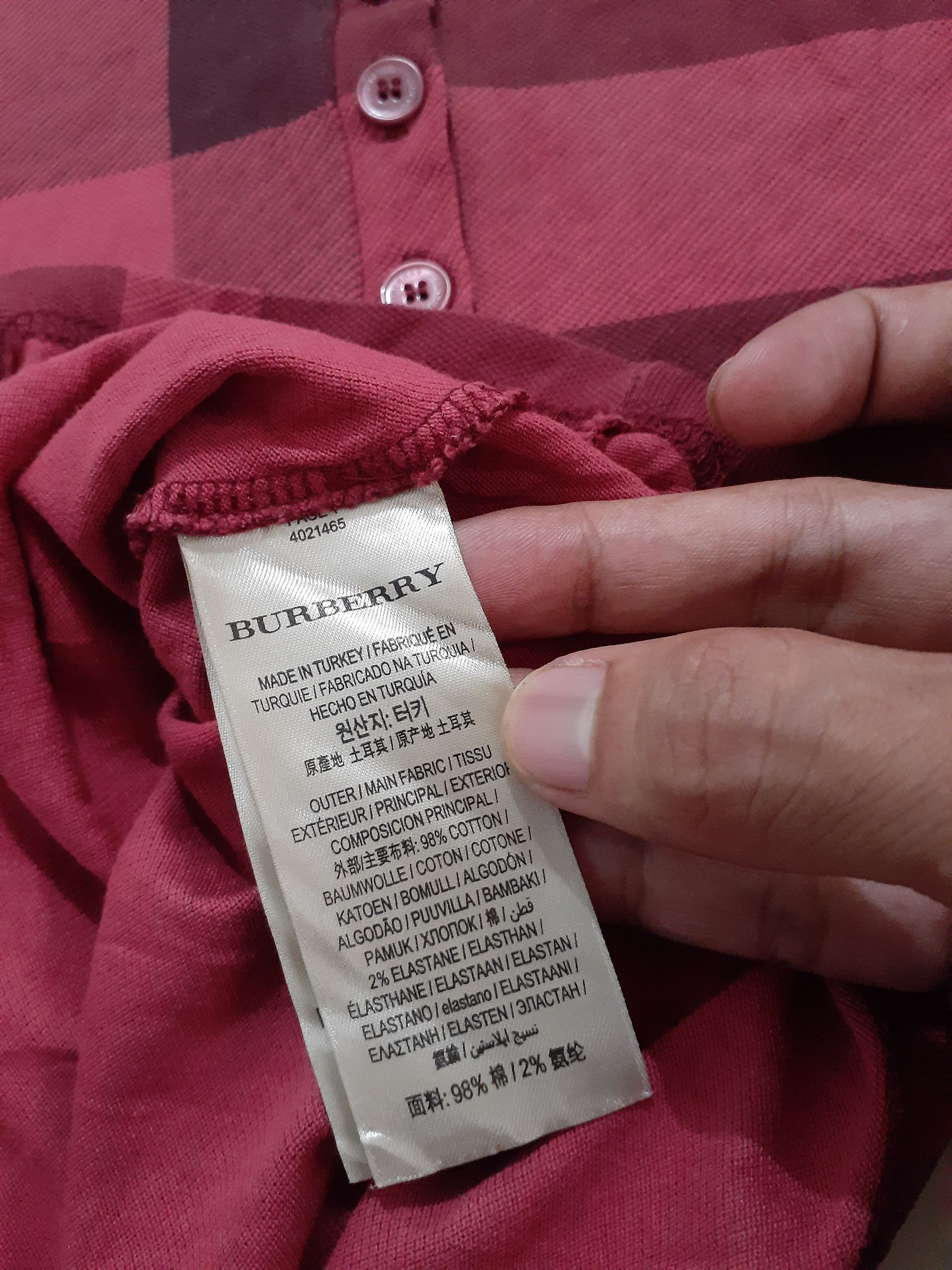 Burberry × Designer Burberry Brit Plaid Stretch Cotton Poloshirt Size XS / US 0-2 / IT 36-38 - 5 Thumbnail