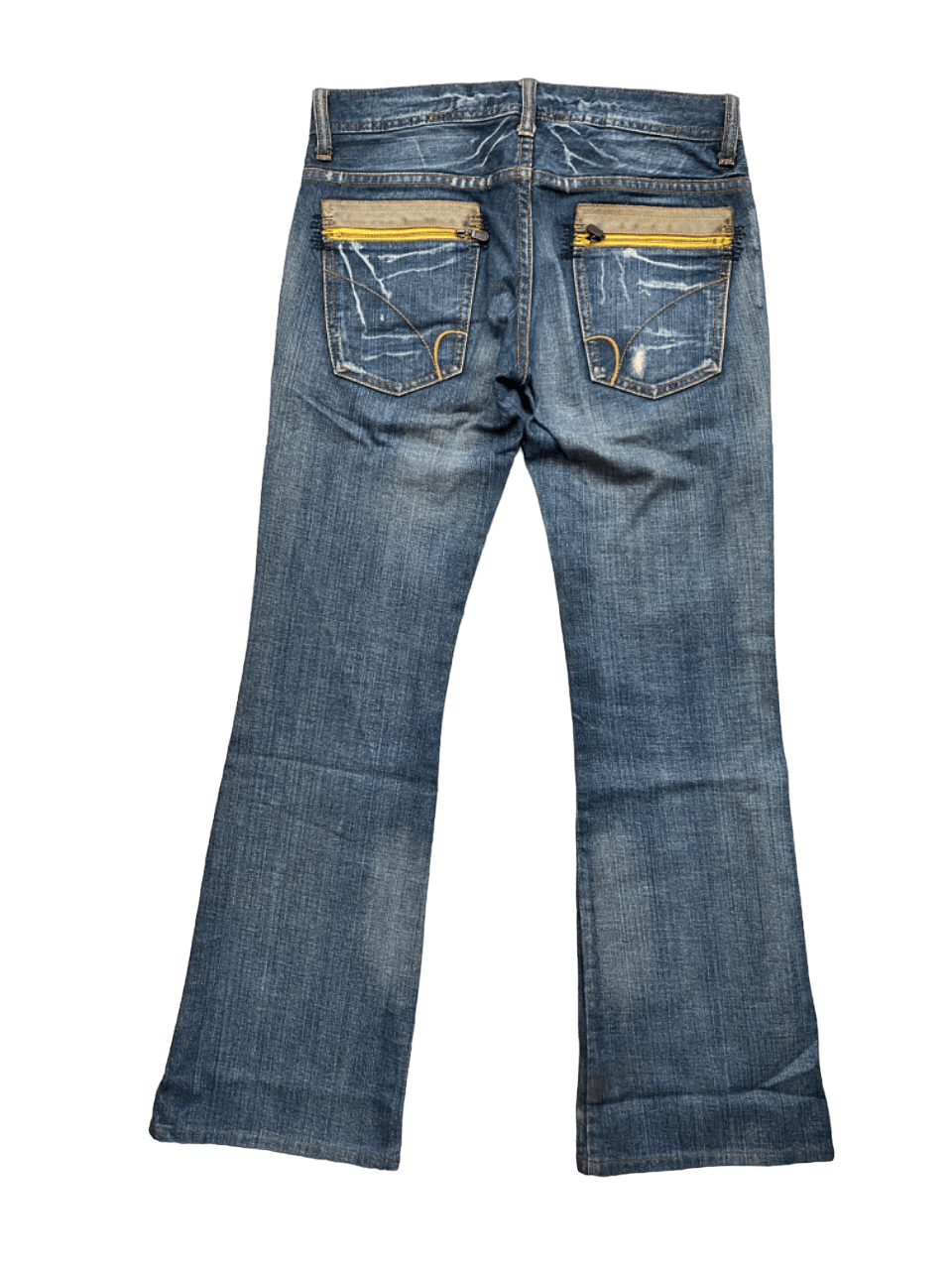 If Six Was Nine Flared Distressed Back Number Bush Pants Jeans Size 31" - 4 Thumbnail