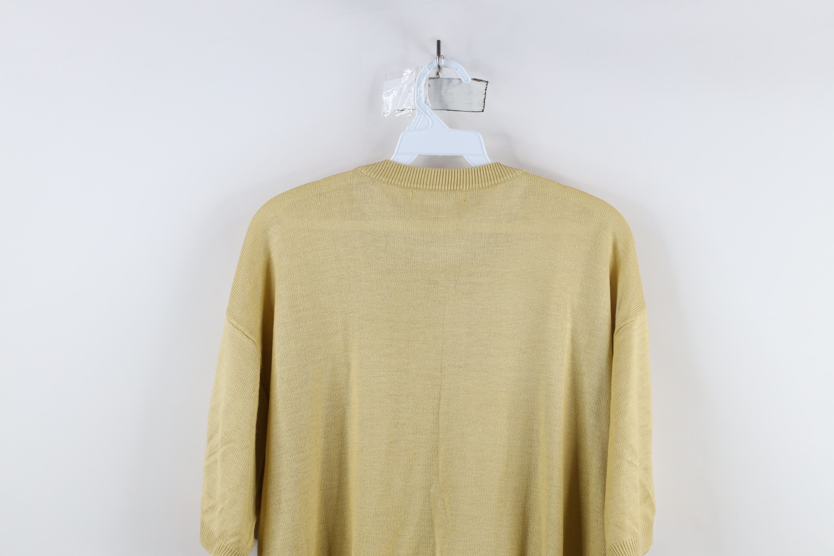 Vintage Vintage 90s Streetwear Knit Short Sleeve Sweater Gold Size US L / EU 52-54 / 3 - 8 Thumbnail