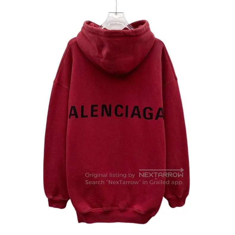 Balenciaga Balenciaga Red logo letter hooded cotton long-sleeve sweat Size US L / EU 52-54 / 3 - 2 Thumbnail
