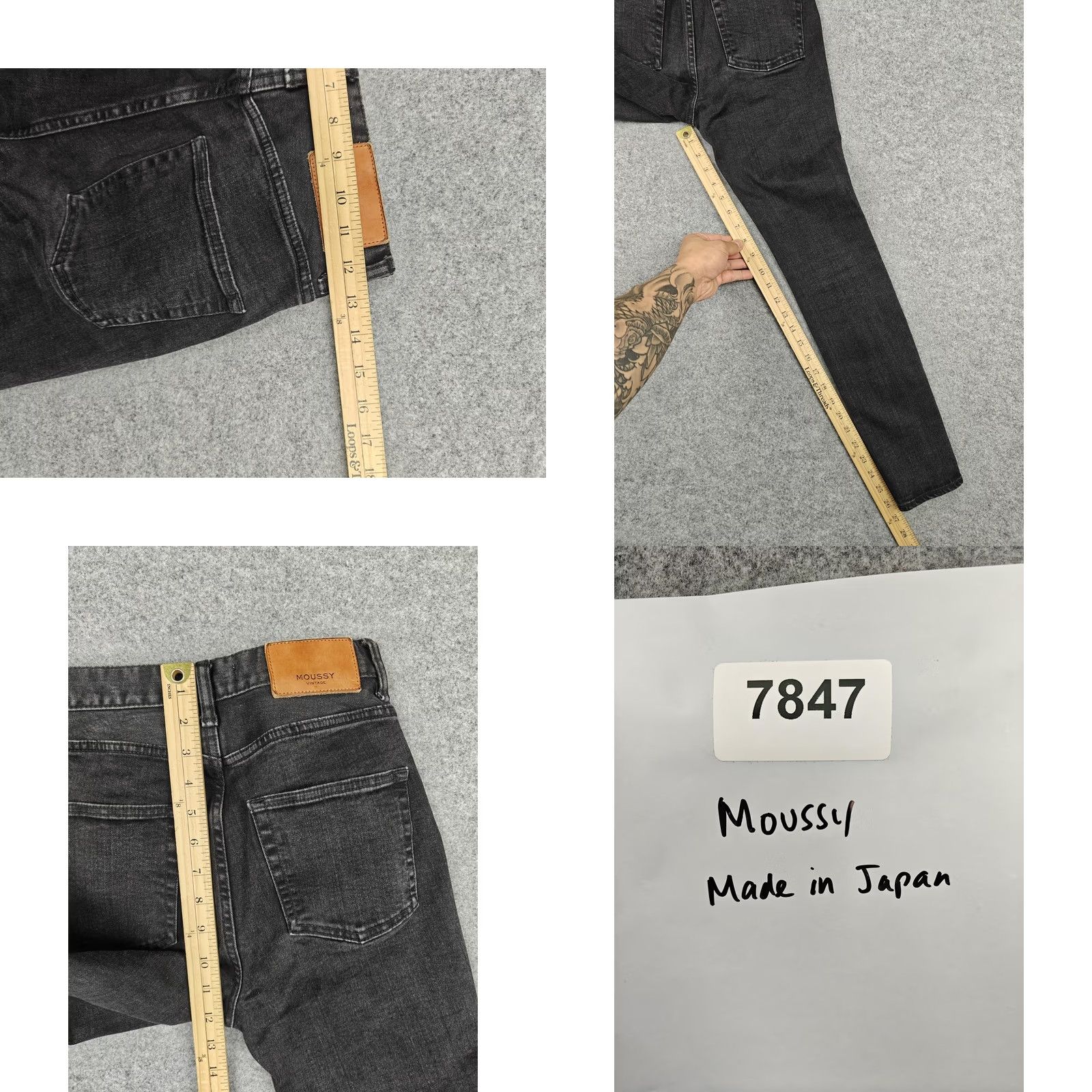 MOUSSY VINTAGE MOUSSY JEANS Womens High Skinny Charcoal Denim Made In Japan 25 5-Pocket Black Stretch Size 42" / US 20 - 8 Thumbnail