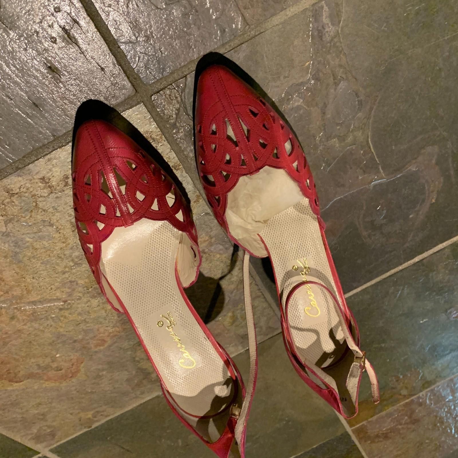 Designer Women Caressa Spain Pink Ankle Strap Heels Sz.10.5 (G102) Size US 10.5 / IT 40.5 - 1 Thumbnail