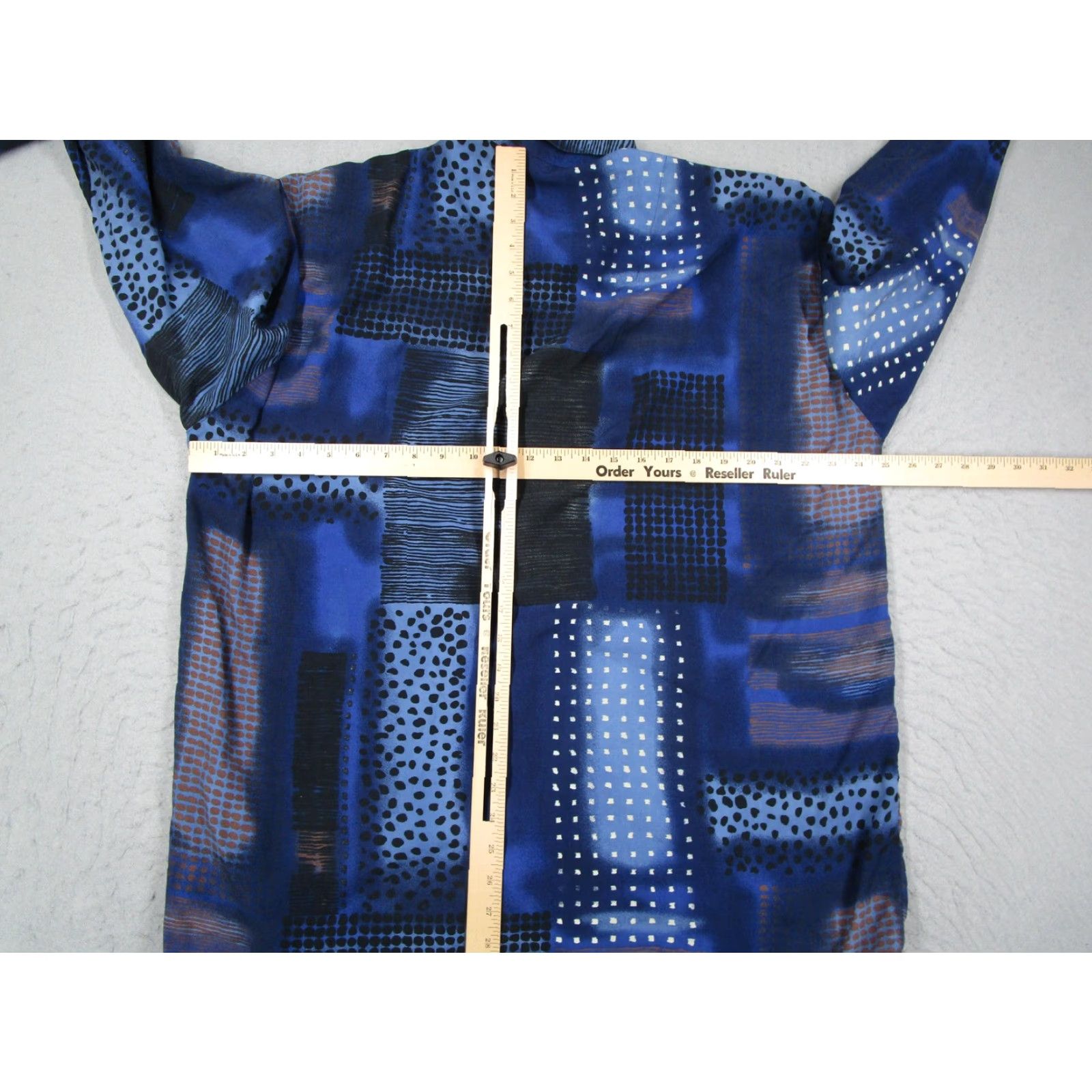 Vintage Haupt Dress Shirt Mens XL Blue Geometric Modal Long Sleeve Made In Germany Y2K Size 46R - 5 Thumbnail