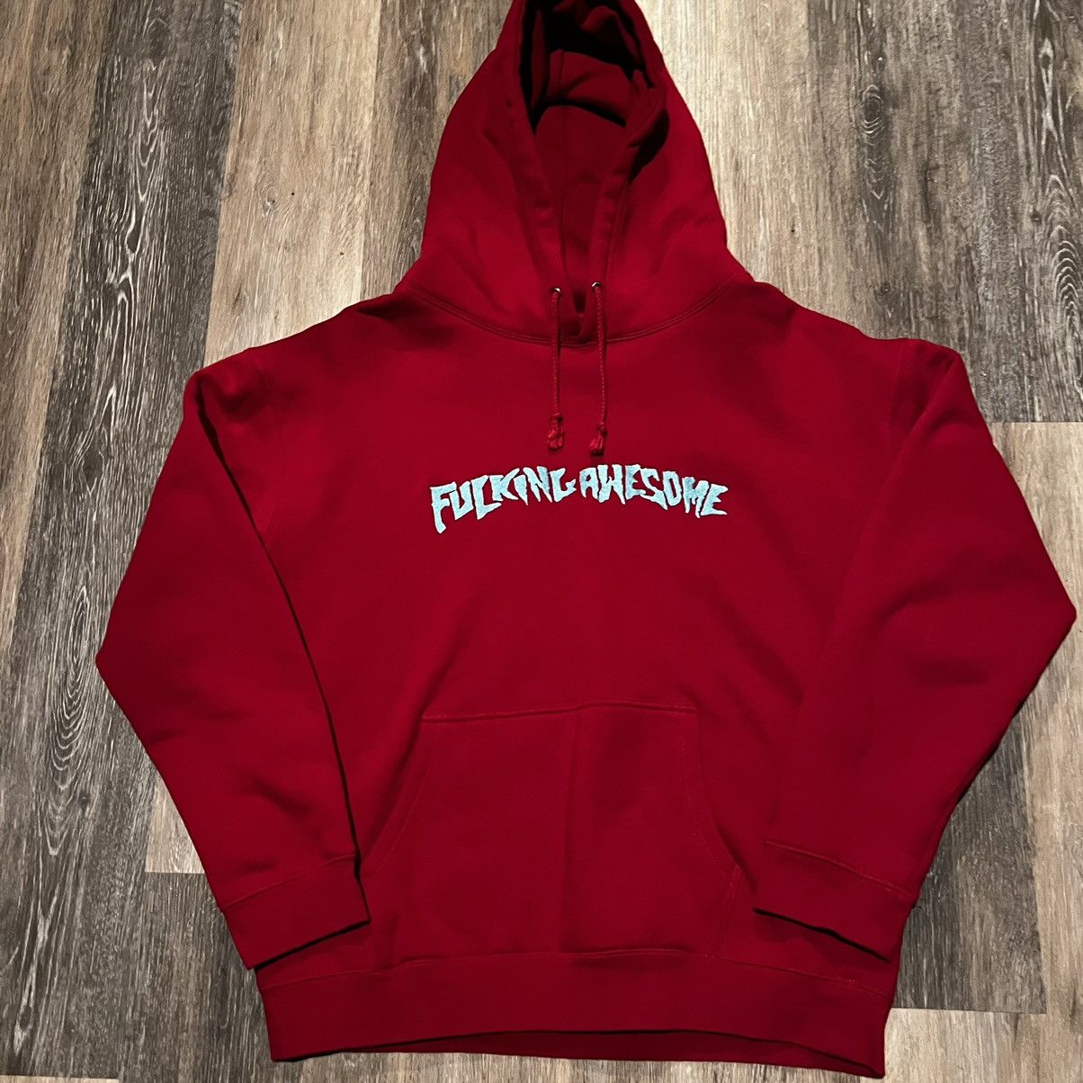 Fucking awesome og embroidered logo hoodie red and blue