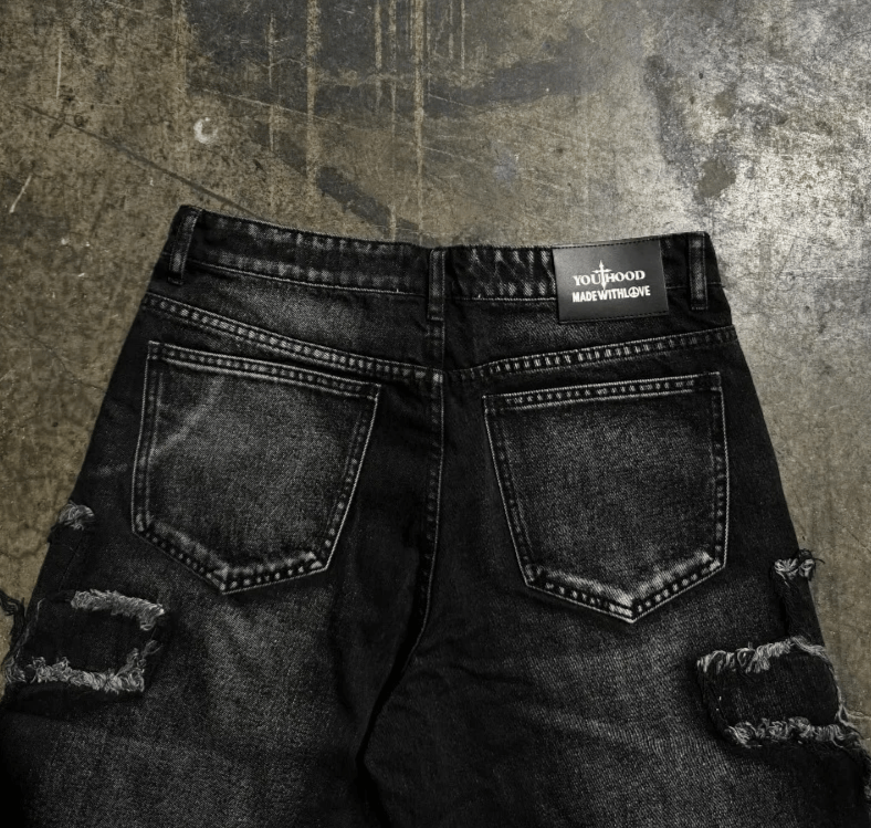 Japanese Brand Patch Baggy Denim Shorts Size US 34 / EU 50 - 3 Thumbnail