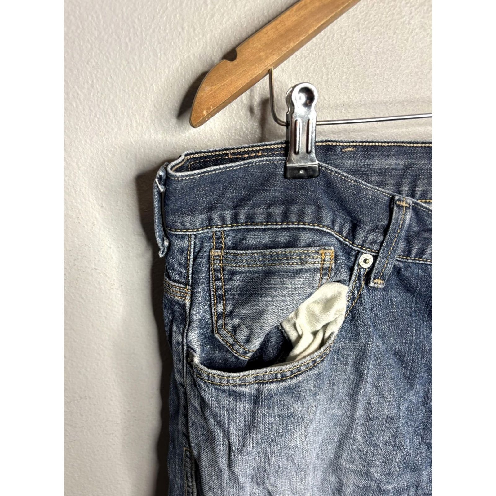 Levi's Levis 514 Jeans Mens 38x32 Slim Straight Button Fly Flap Pocket Distressed Denim Blue Slim Jeans Mens Regular 38 in 32 in Boy? Size US 38 / EU 54 - 7 Thumbnail