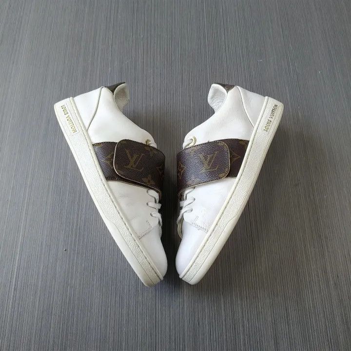 Louis Vuitton Louis Vuitton White and Brown Frontrow Sneakers -2508 Size US 6 / IT 36 - 7 Thumbnail