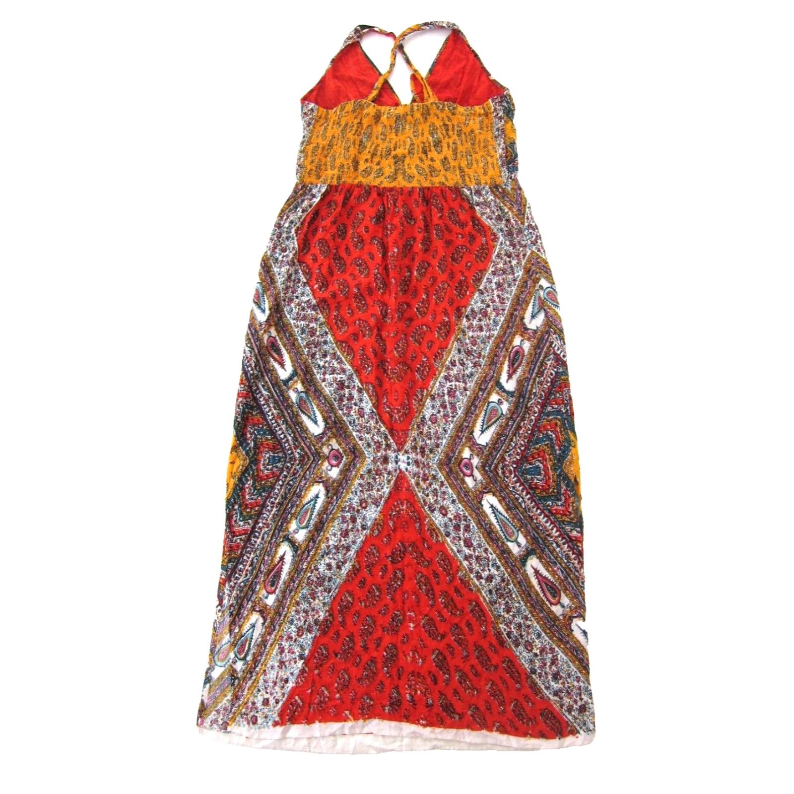 Vintage Nostalgia Rayon Red Orange Green Paisley Floral Long Maxi Slip Tank Dress XL Size XL / US 12-14 / IT 48-50 - 2 Thumbnail