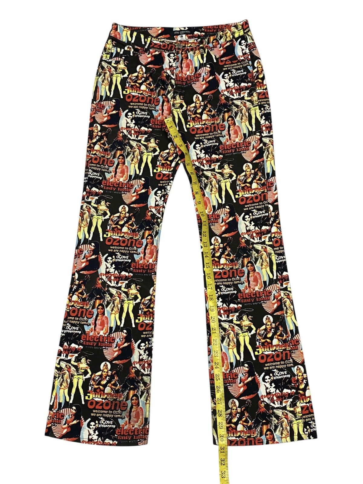 Vintage 💃90s Ozone Communituly Tokyo Cowgirls Printed Bootcut Jeans Size US 28 / EU 44 - 18 Thumbnail