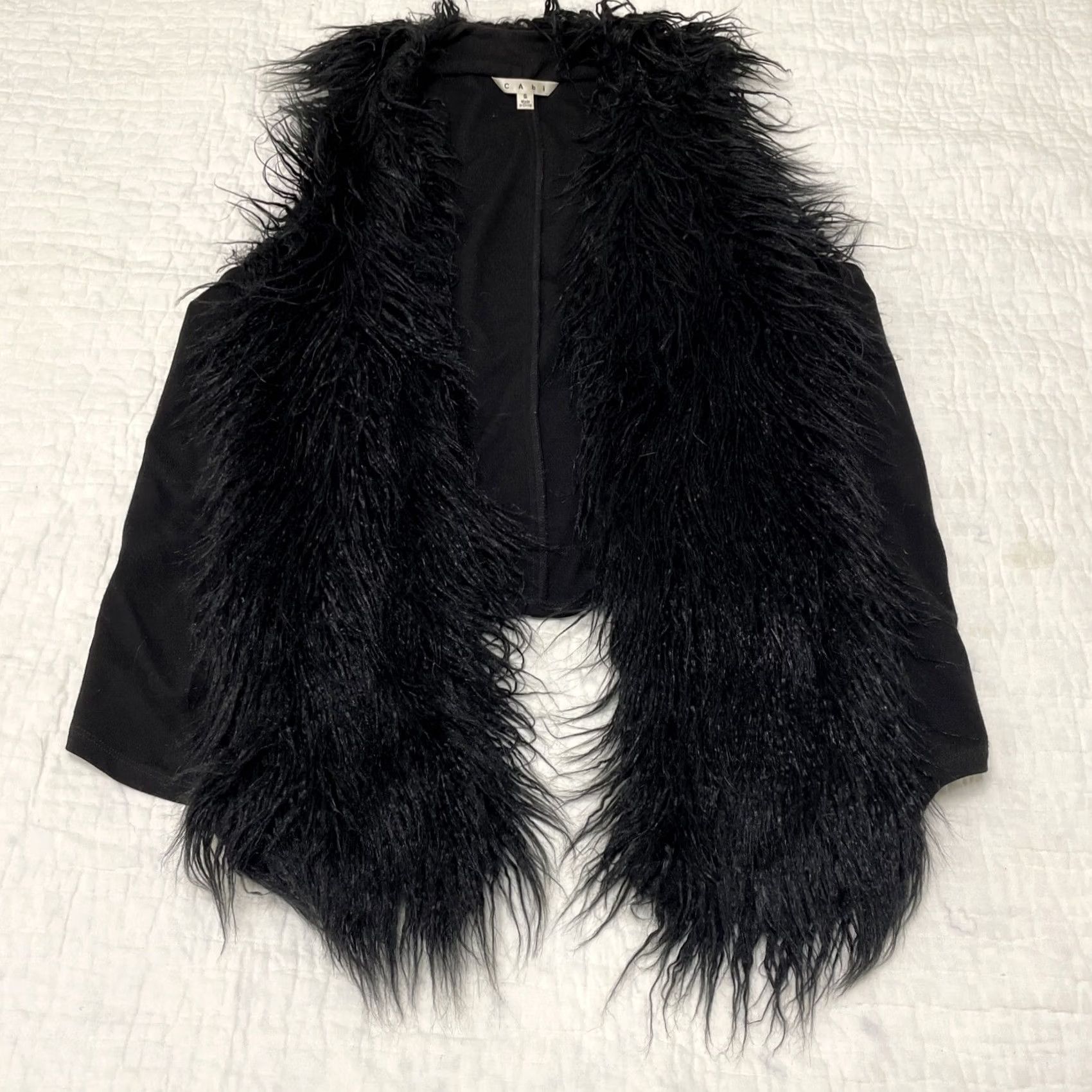 Vintage CAbi Vest Shirt Women Open Front Faux Fringe Fur Black S Infinite Small Size S / US 4 / IT 40 - 5 Thumbnail