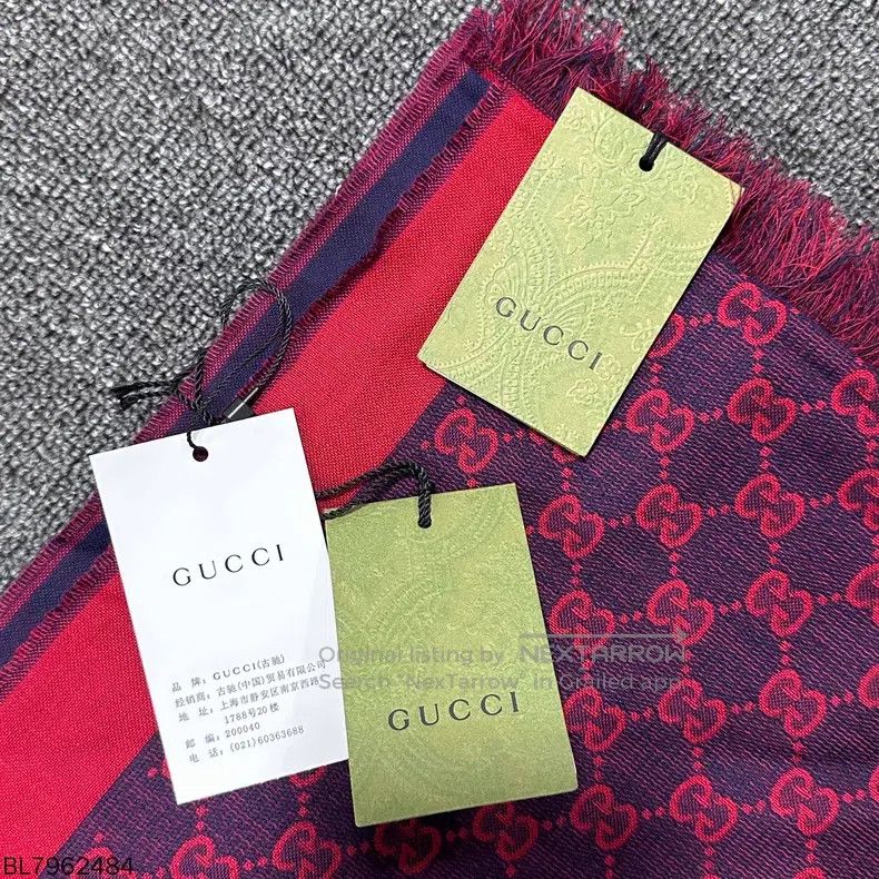 Gucci Gucci Purple-red full-print logo scarf Size ONE SIZE - 2 Thumbnail