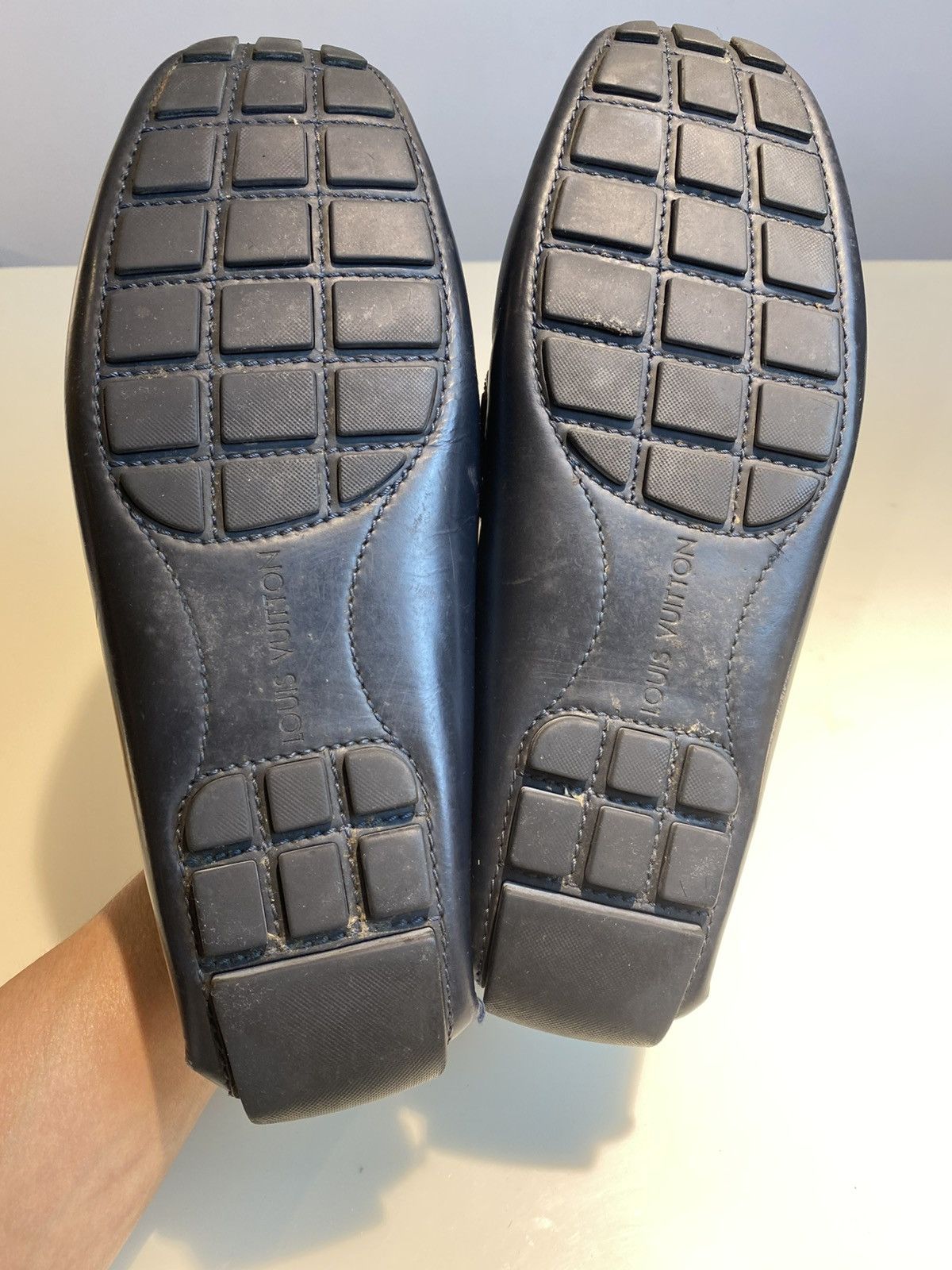 Louis Vuitton Monte Carlo LV Logo Moccasins Blue Leather Size US 10.5 / EU 43-44 - 11 Thumbnail