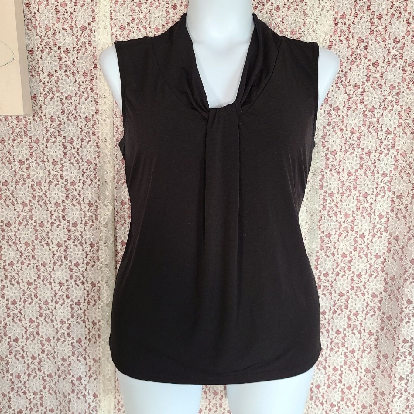 Mary McFadden Vintage 90s Mary Mcfadden black drape sleeveless top large Size L / US 10 / IT 46 - 1 Thumbnail