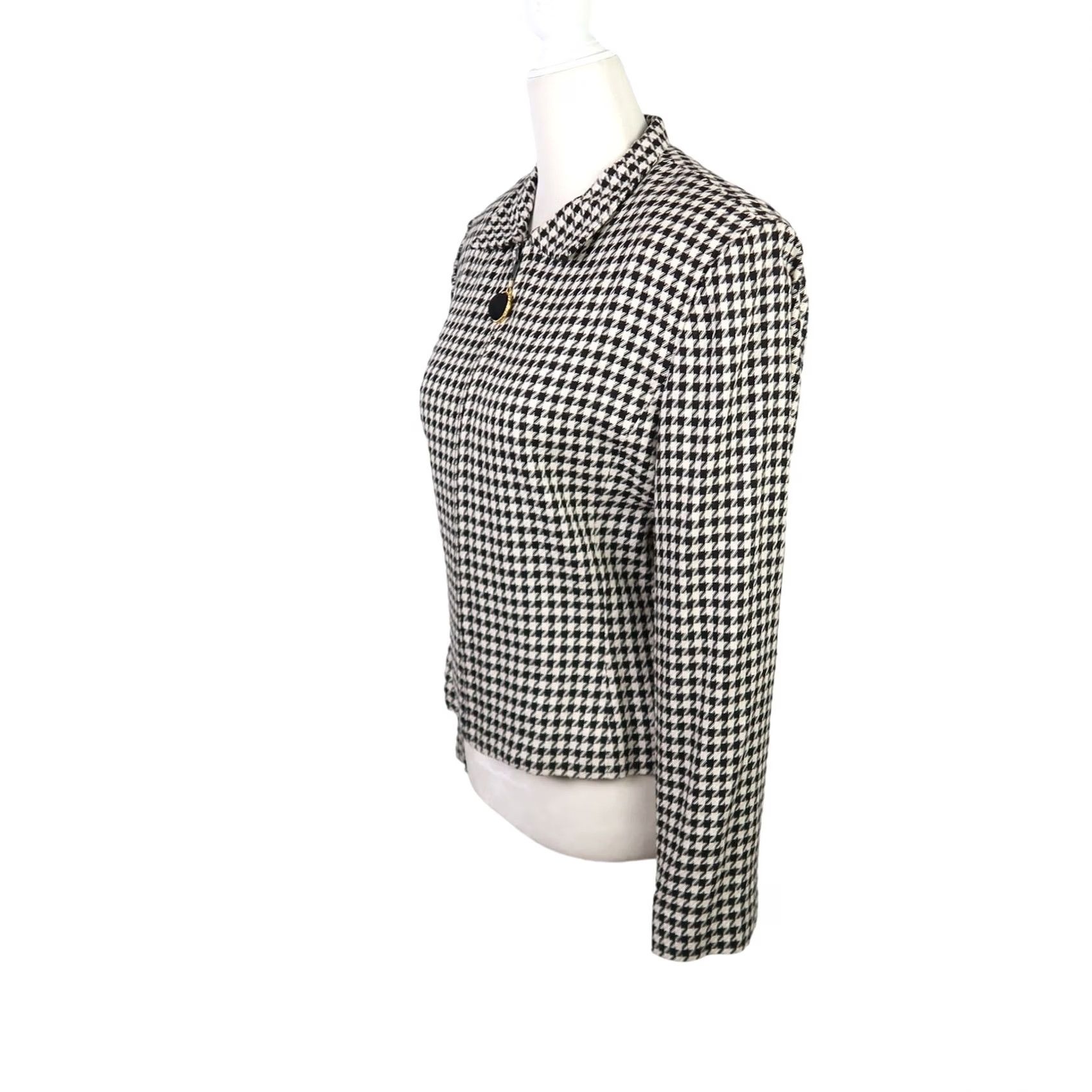 Vintage VINTAGE 90s Bichon cream and brown houndstooth plaid zip front blazer jacket 6 Women Short Sleeve Blazer Fall Spring 90s 80s Mens Womens Girls Boys Size M / US 6-8 / IT 42-44 - 3 Thumbnail