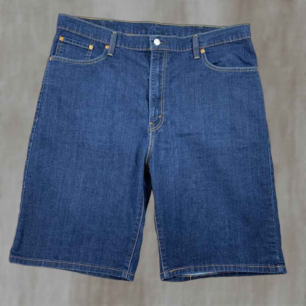 VINTAGE Levi's 569 Shorts Mens 42 Blue Loose Straight Jorts Stretch High Rise Rinse Wash
