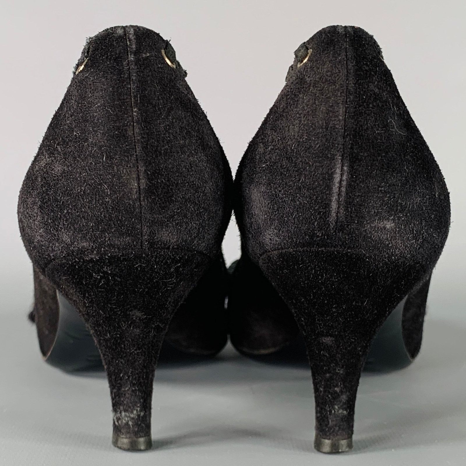 Prada PRADA Size 7.5 Black Suede Beaded Embellishment Heels Pumps Size US 7.5 / IT 37.5 - 3 Thumbnail