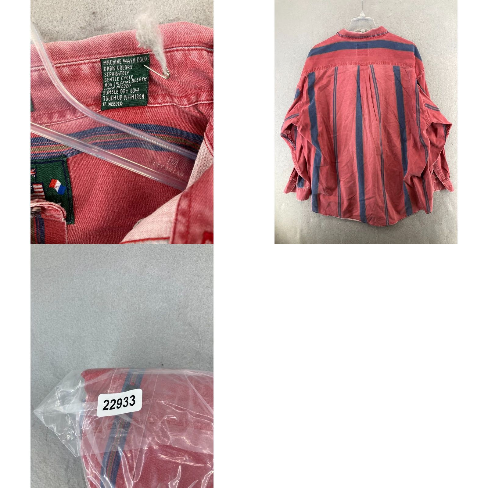 Izod VINTAGE IZOD Shirt Big 2X Mens Button-Up Striped Cotton Red Blue 90s Pocket Long Sleeve Collared Business Casual Travel Size US XXL / EU 58 / 5 - 8 Thumbnail
