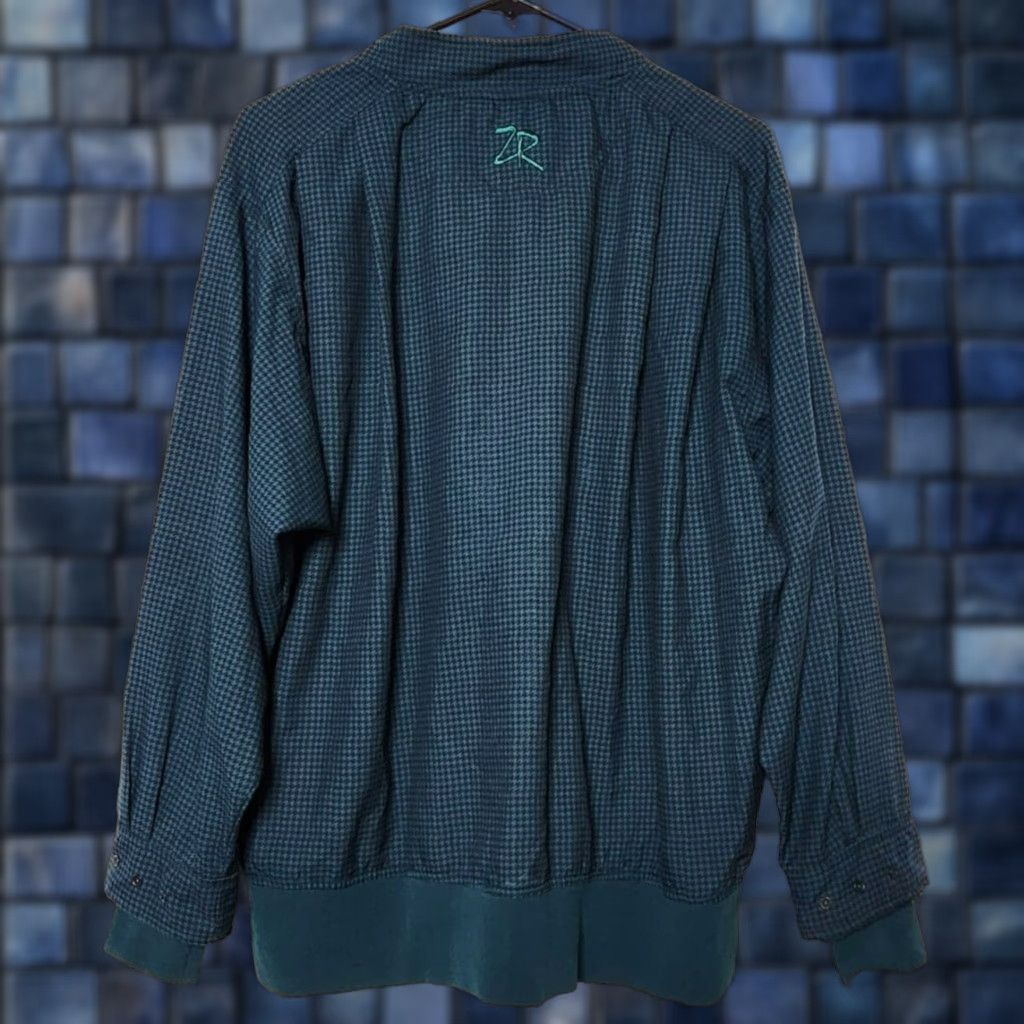 Vintage Zero Restriction Womens M Zip Windbreaker Jacket Houndstooth Green Medium, 1/4 Zip, Pockets, Polyester, Regular Size M / US 6-8 / IT 42-44 - 1 Thumbnail