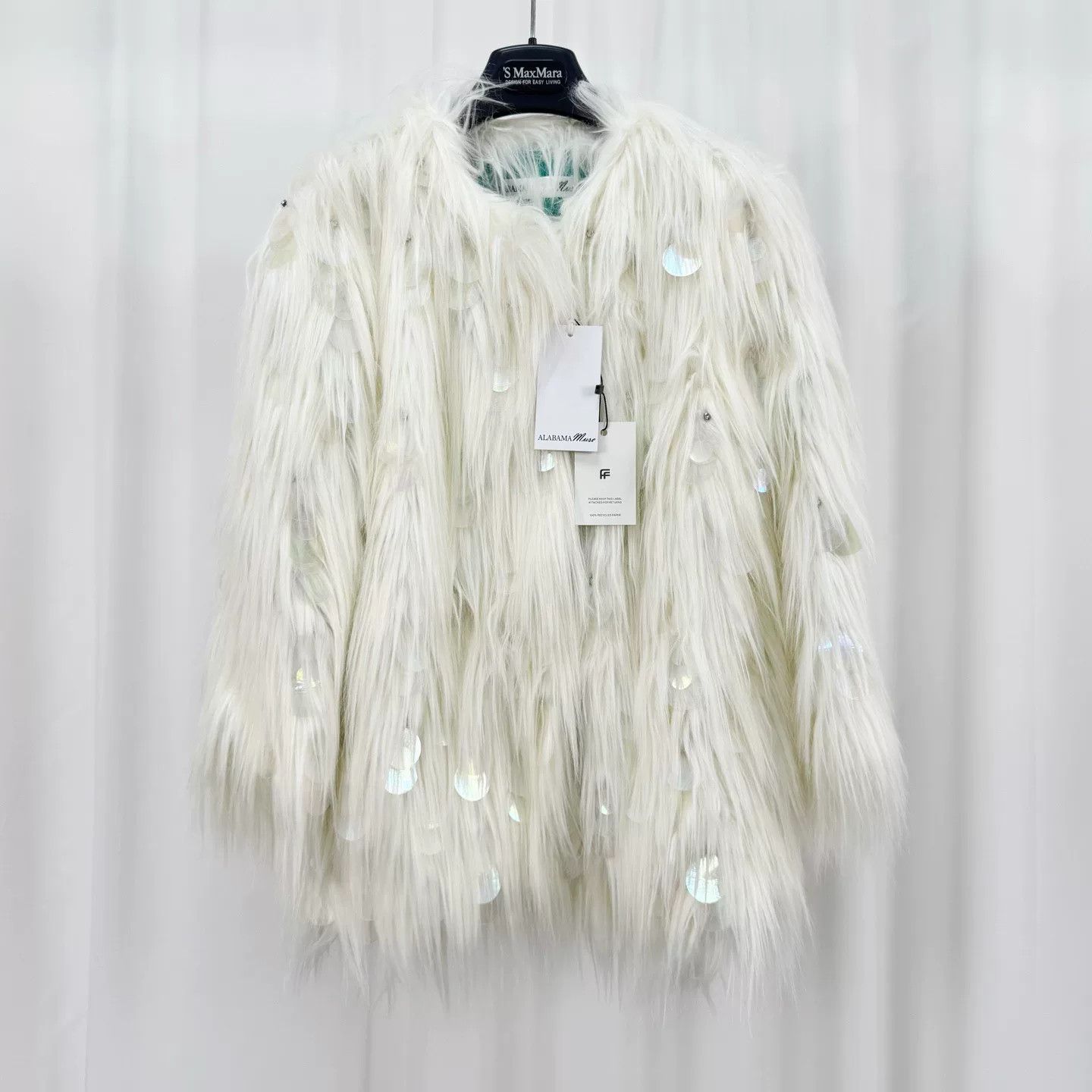 AYA MUSE Alabama Muse Sequin Rhinestone Fur Coat Size S / US 4 / IT 40 - 1 Thumbnail