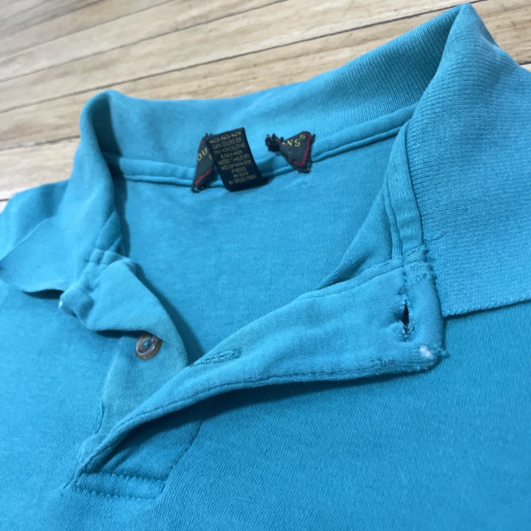 Vintage VINTAGE Polo Shirt Men XL Teal Blue Stretch Jersey Crop Single Stitch 90s USA Grunge Size US XL / EU 56 / 4 - 5 Thumbnail