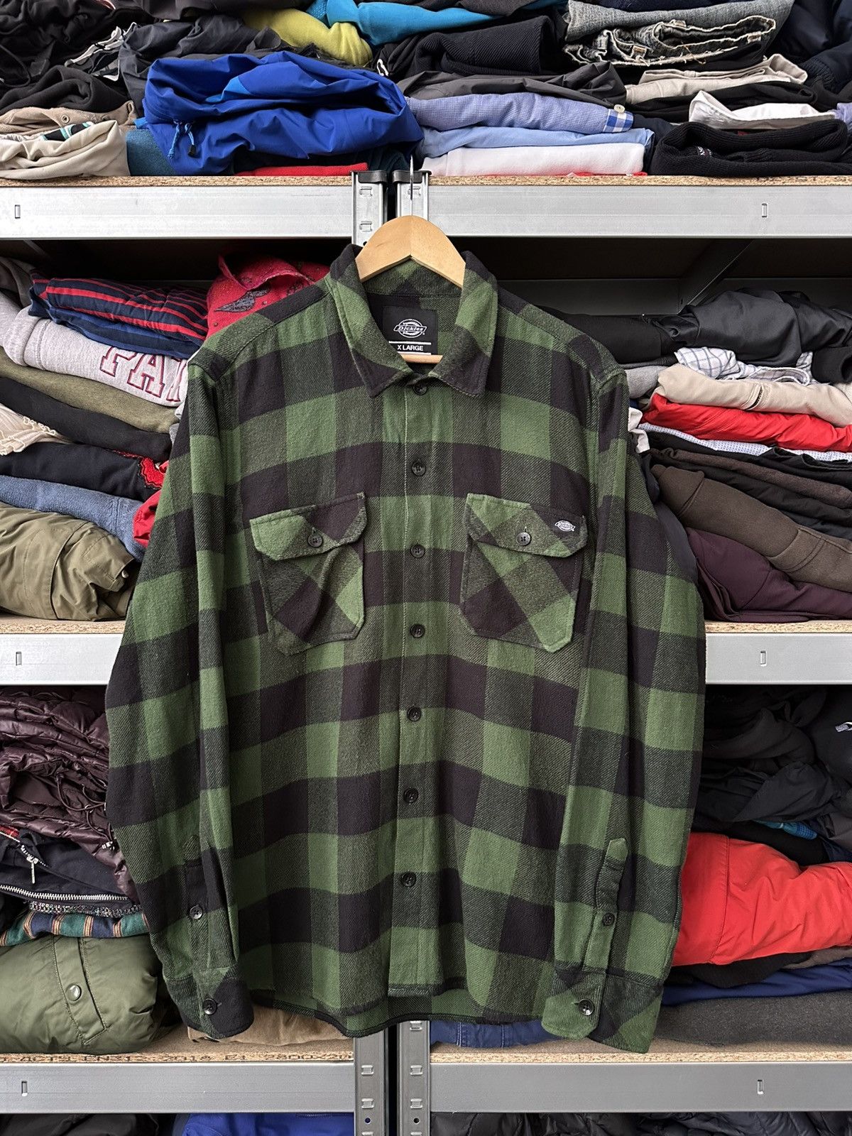 Dickies Vintage Dickies Flannel Shirt Green Checkered Button Up Y2K Size US XL / EU 56 / 4 - 1 Thumbnail
