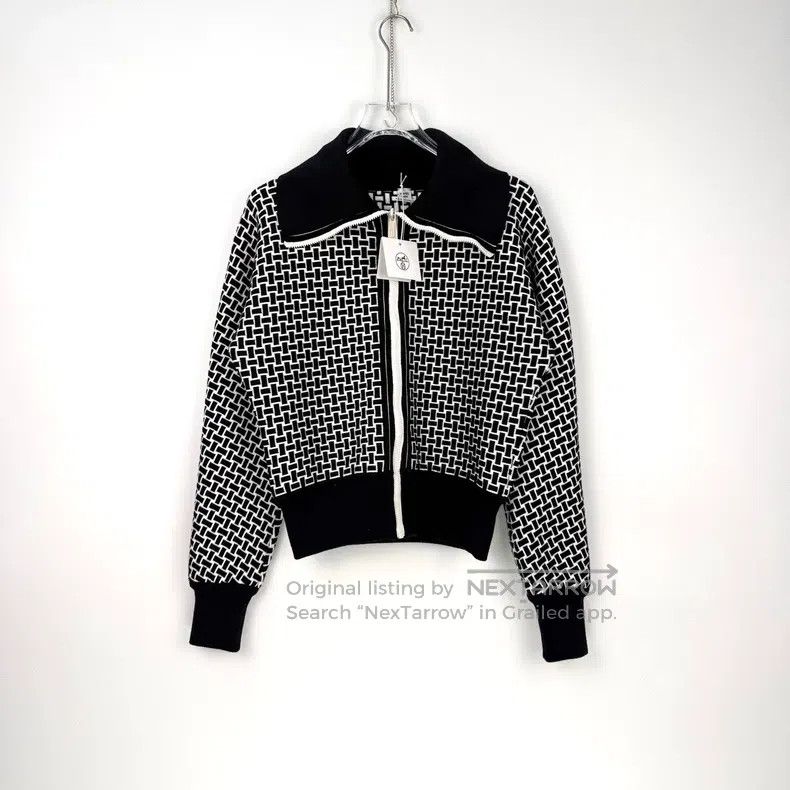 Other Hermes Black and White Zip Wool Cardigan Size XS / US 0-2 / IT 36-38 - 3 Thumbnail