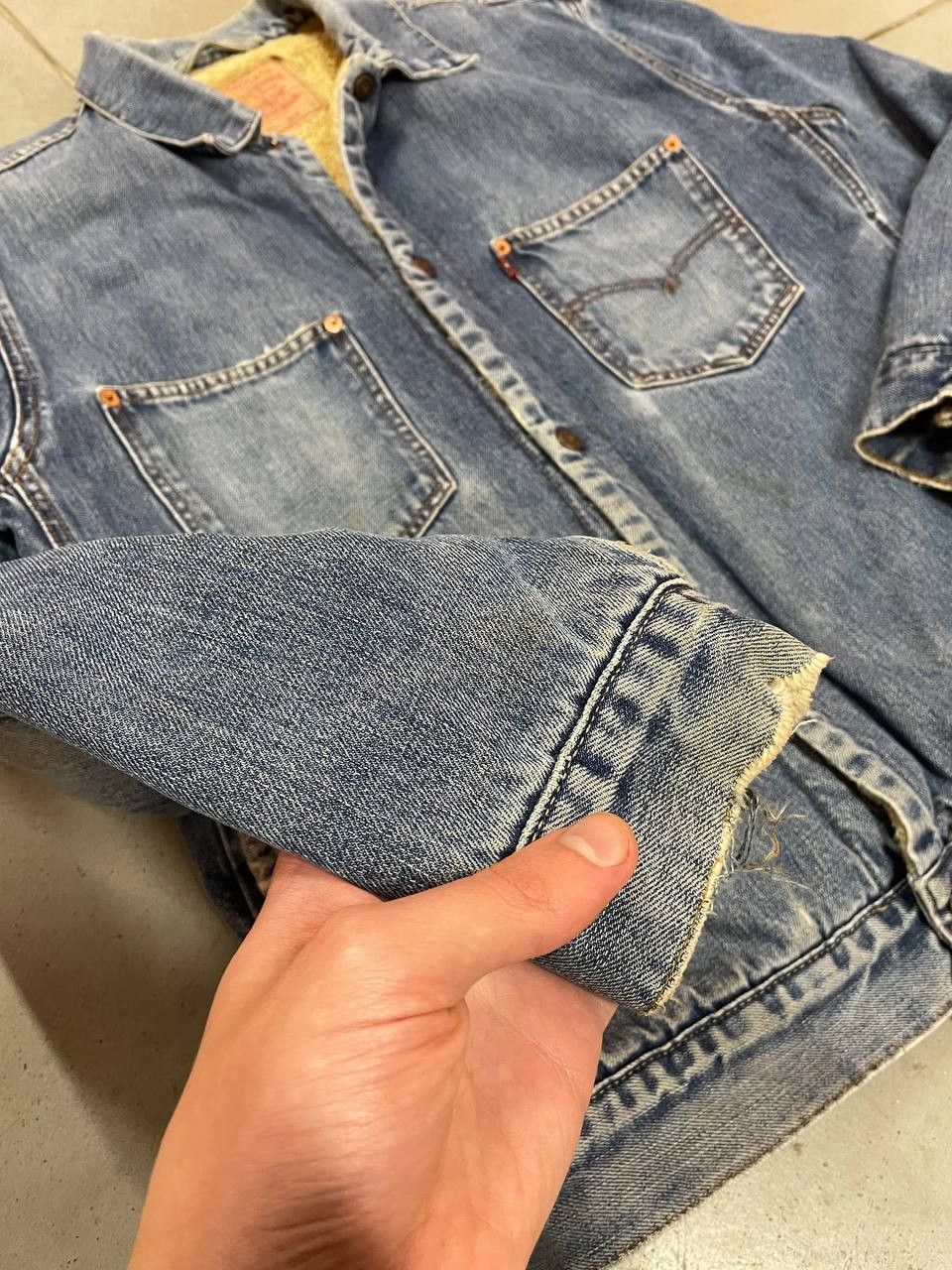 Levi's Distressed Rare Vintage Levi's Sherpa Denim Chore Jacket Size US L / EU 52-54 / 3 - 8 Thumbnail