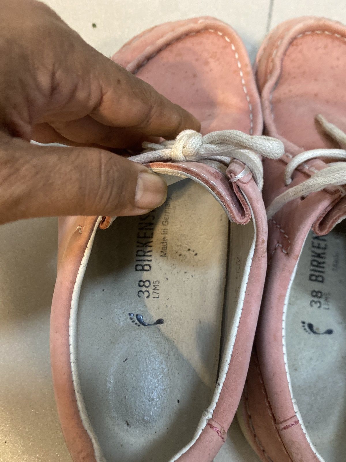Birkenstock Title: Birkenstock Pink Suede Moc-Toe Lace-Up Shoes Size US 7 / EU 40 - 2 Thumbnail