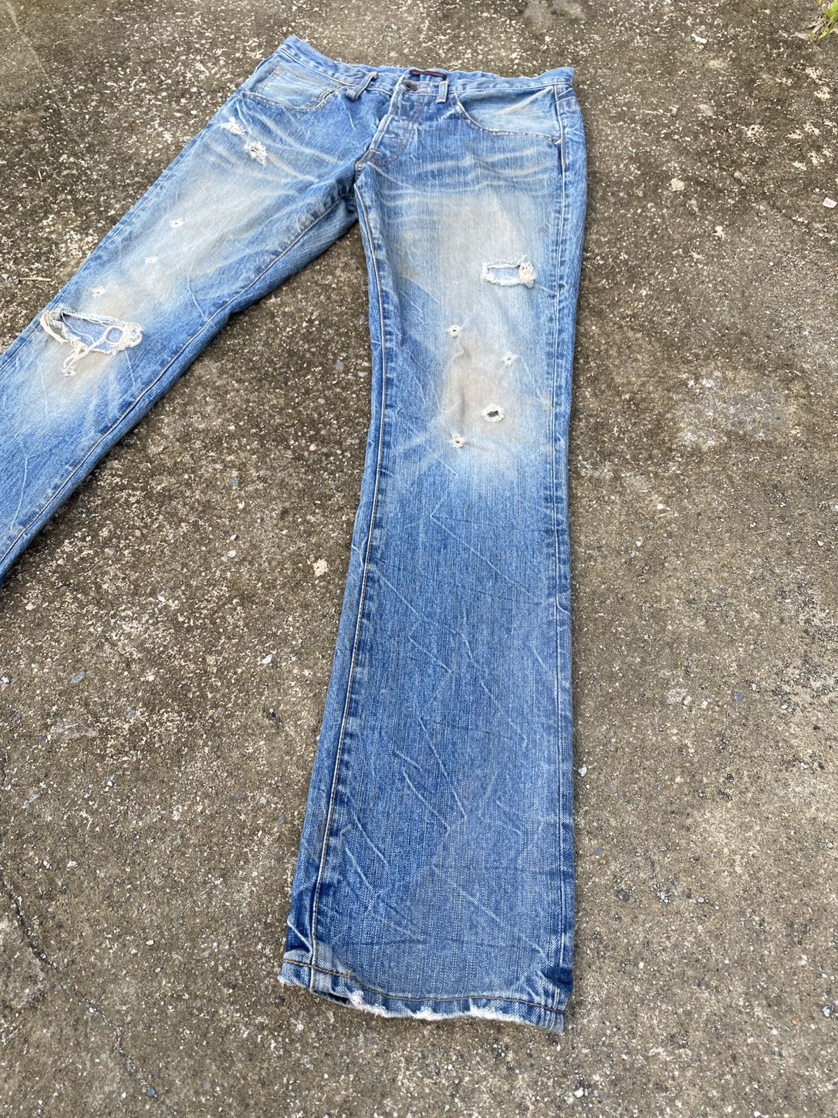 Japanese Brand BLUEWAY Crashed Buttonfly Jeans Size US 30 / EU 46 - 3 Thumbnail