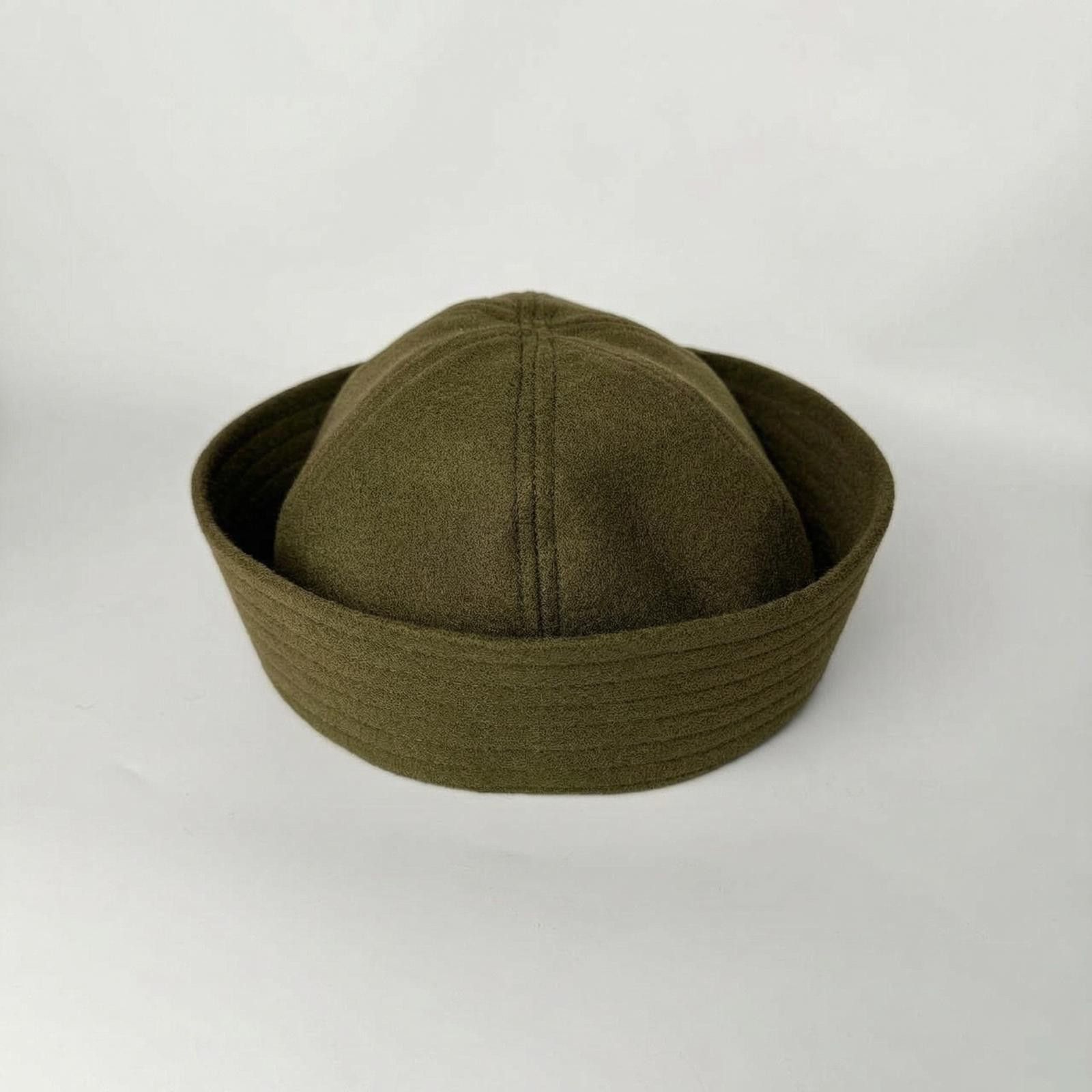 Japanese Brand Olive Green Wool Eyelet Beret Sailor Hat Y2K French Girl Size ONE SIZE - 6 Thumbnail