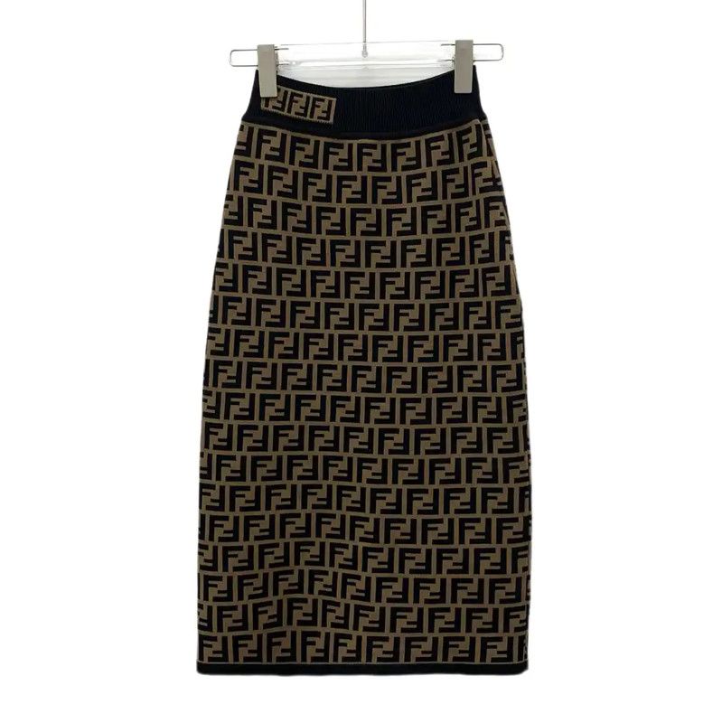 Fendi FENDI Brown Knitted Midi Skirt 0089 Size 23" - 1 Thumbnail
