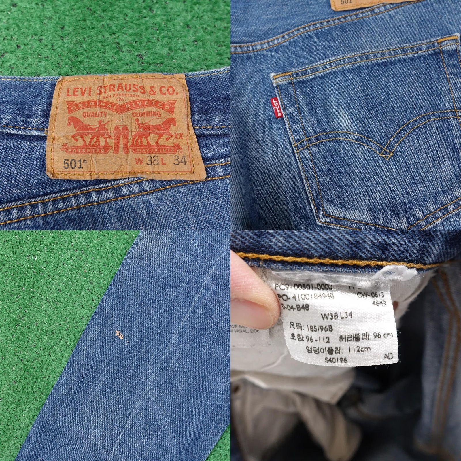 Levi's Levi's 501 Jeans Mens 38 Regular Inseam 30 Blue Distressed Button Fly Straight Denim Pants Size US 38 / EU 54 - 8 Thumbnail