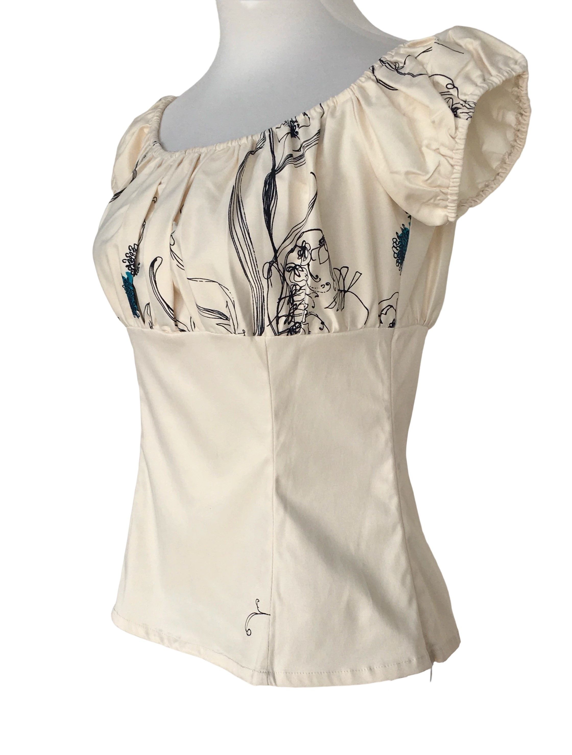 Other Elegant top off shoulder ivory & floral print Size M / US 6-8 / IT 42-44 - 2 Thumbnail