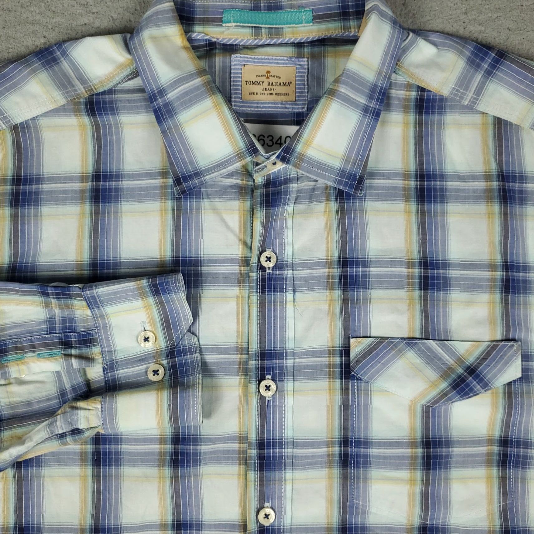 Tommy Bahama Tommy Bahama Shirt Mens Large Blue Plaid Cotton Button-Up Long Sleeve Size US L / EU 52-54 / 3 - 2 Thumbnail