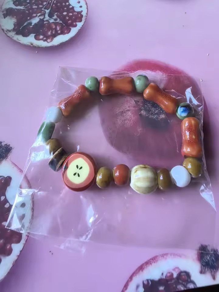 Jewelry Apple Fruit Bone Bead Ceramic Bracelet Size ONE SIZE - 5 Thumbnail