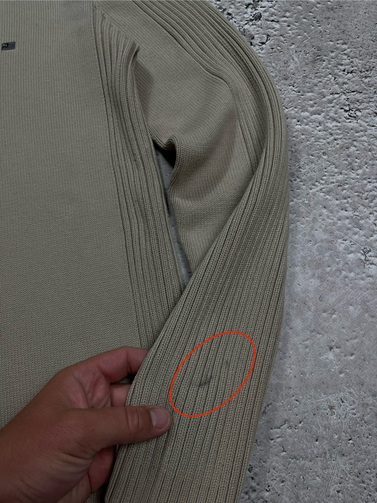 Polo Jeans Company RL Beige Knit Sweater Ribbed Sleeves