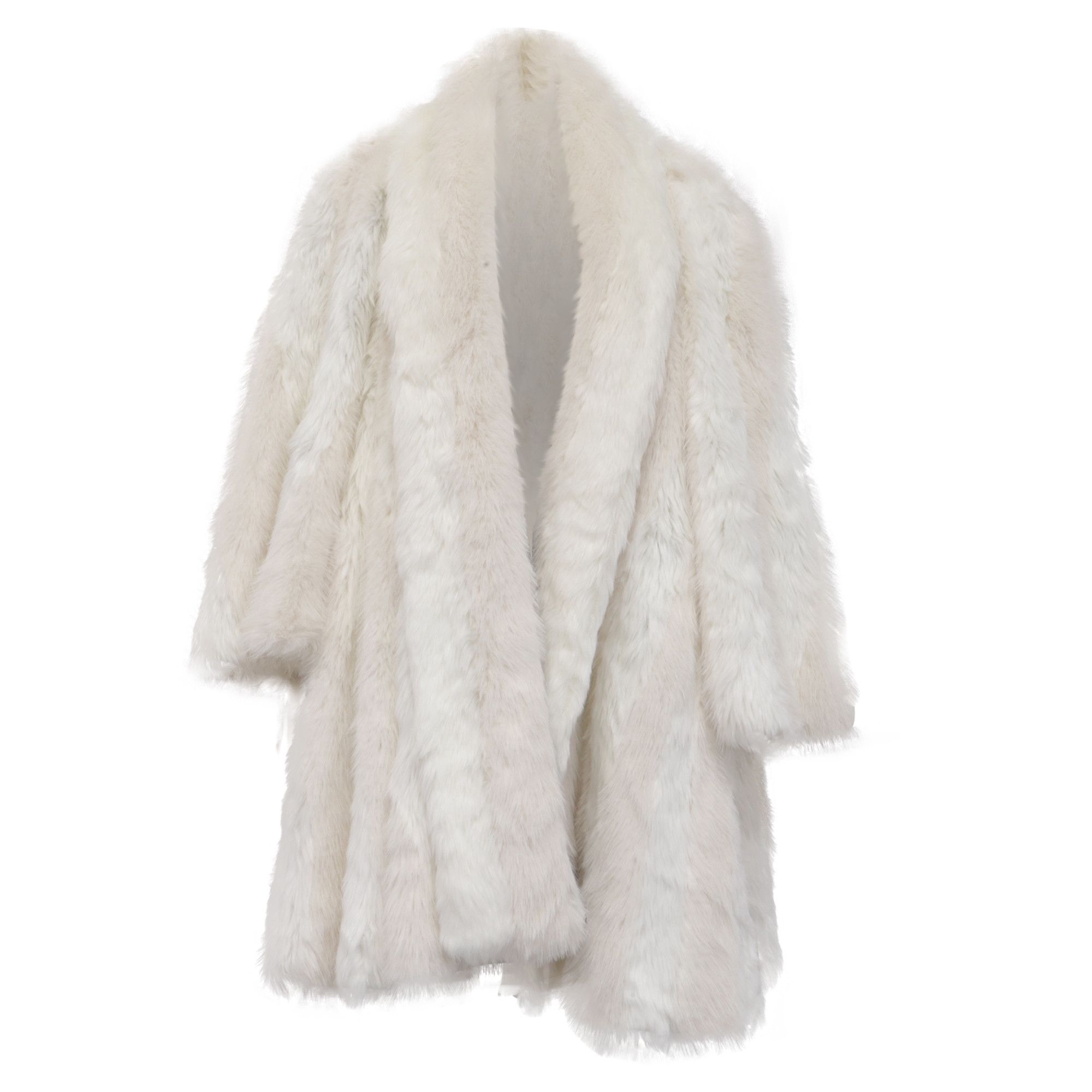 Balenciaga Balenciaga Graffiti Logo Faux Fur A-Line Coat in White Acryl Size XS / US 0-2 / IT 36-38 - 1 Thumbnail