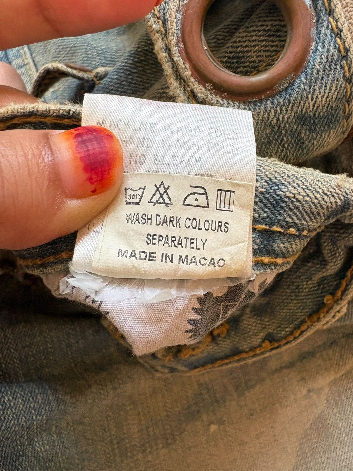 If Six Was Nine Vintage Japanese Brand Double Waist Mud Wash Baggy Jean Size US 33 - 12 Thumbnail