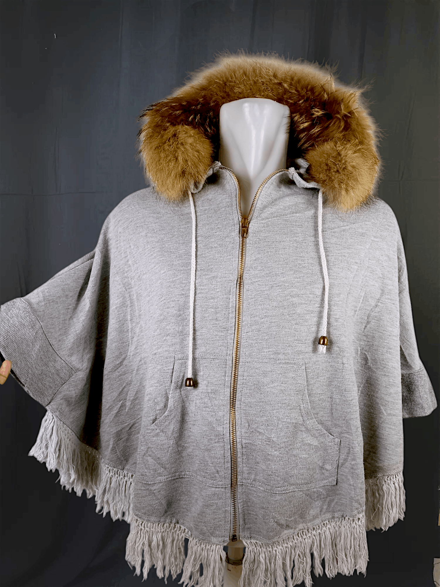 Japanese Brand × Le Grande Bleu (L.G.B.) "F" Vintage Fur Zipper Hoodie Tassel Poncho Size US L / EU 52-54 / 3 - 1 Thumbnail