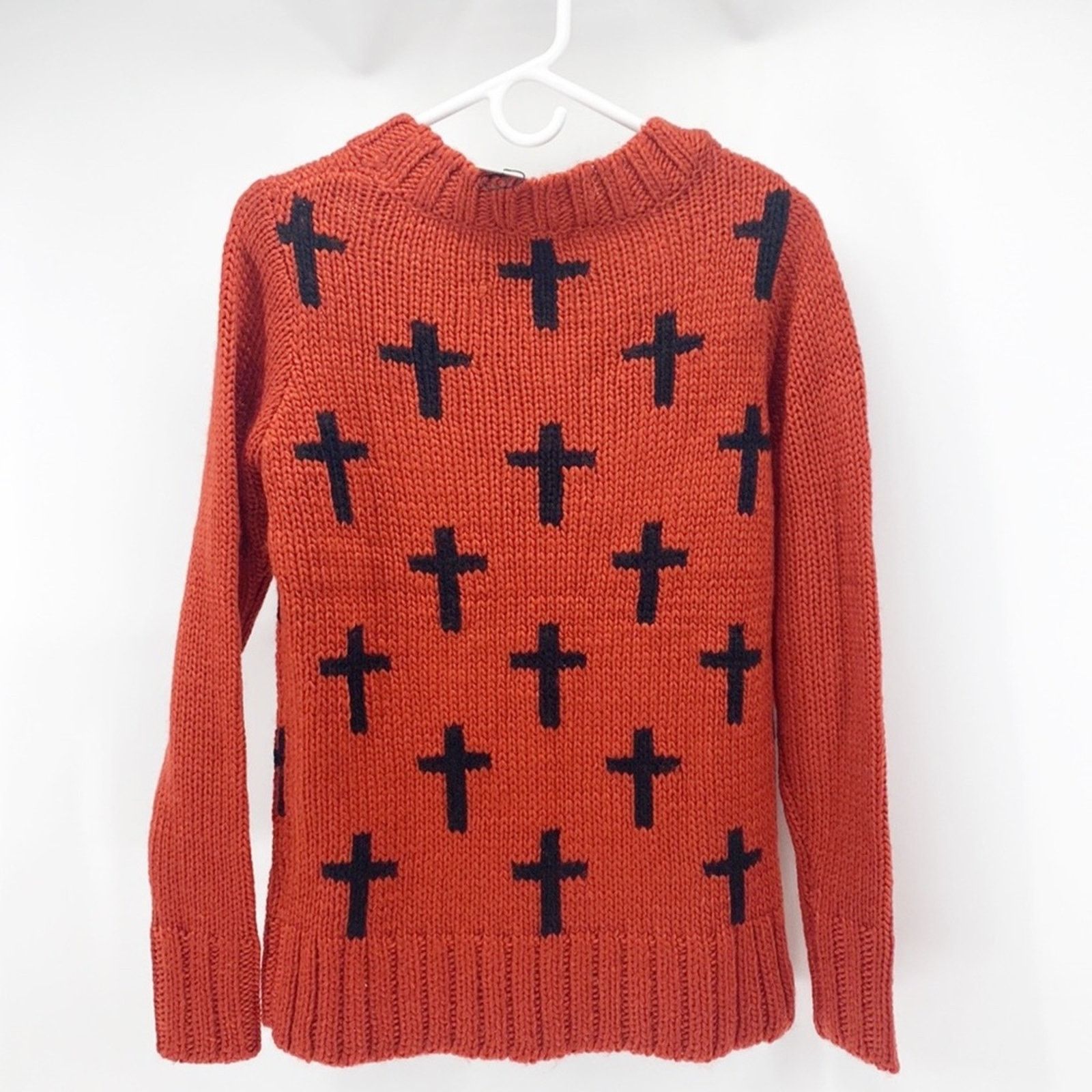 Other Glamorous orange cross mock neck wool blend sweater sz S Size S / US 4 / IT 40 - 1 Thumbnail