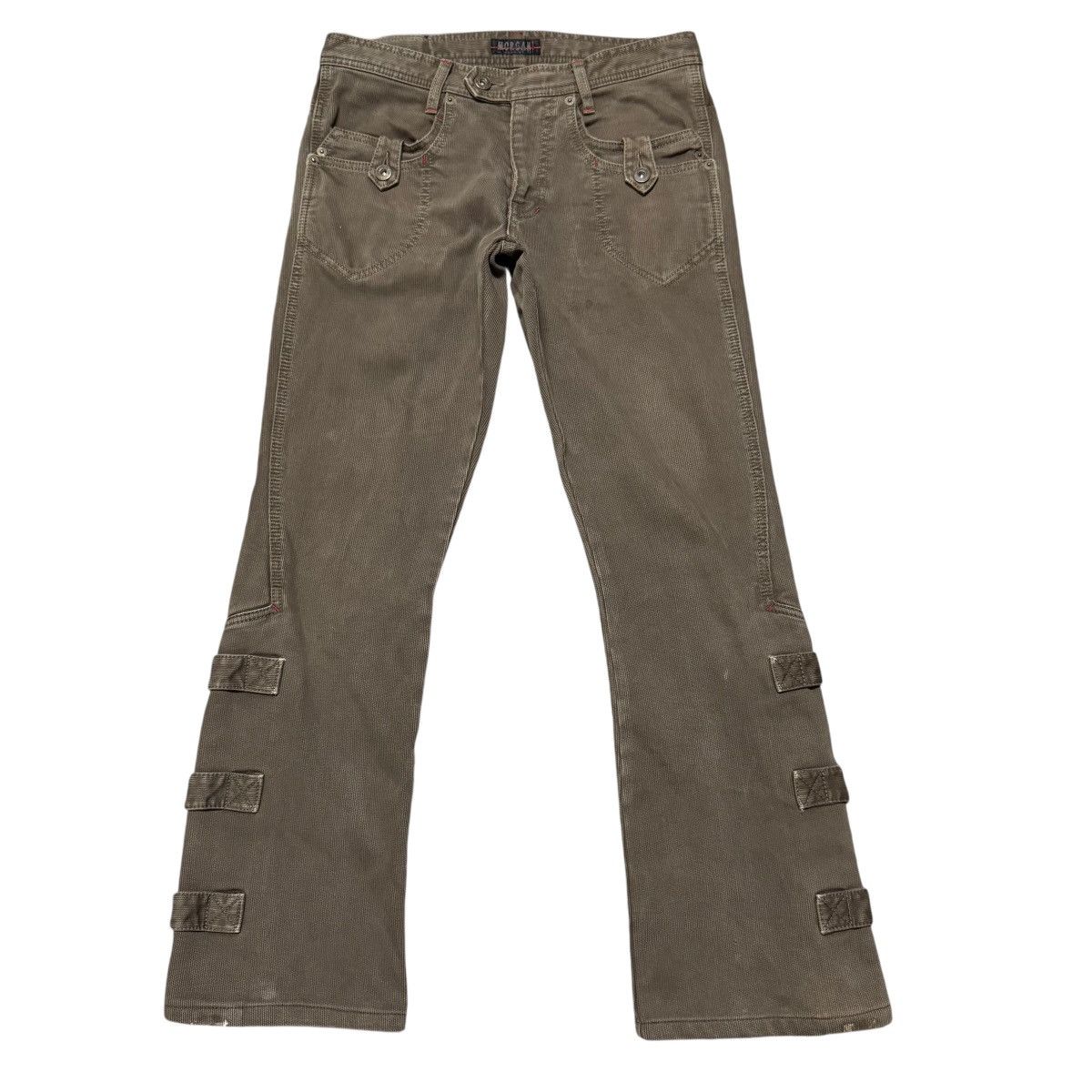 Japanese Brand Morgan Homme Brown Denim Flare Pants Size US 29 - 2 Thumbnail