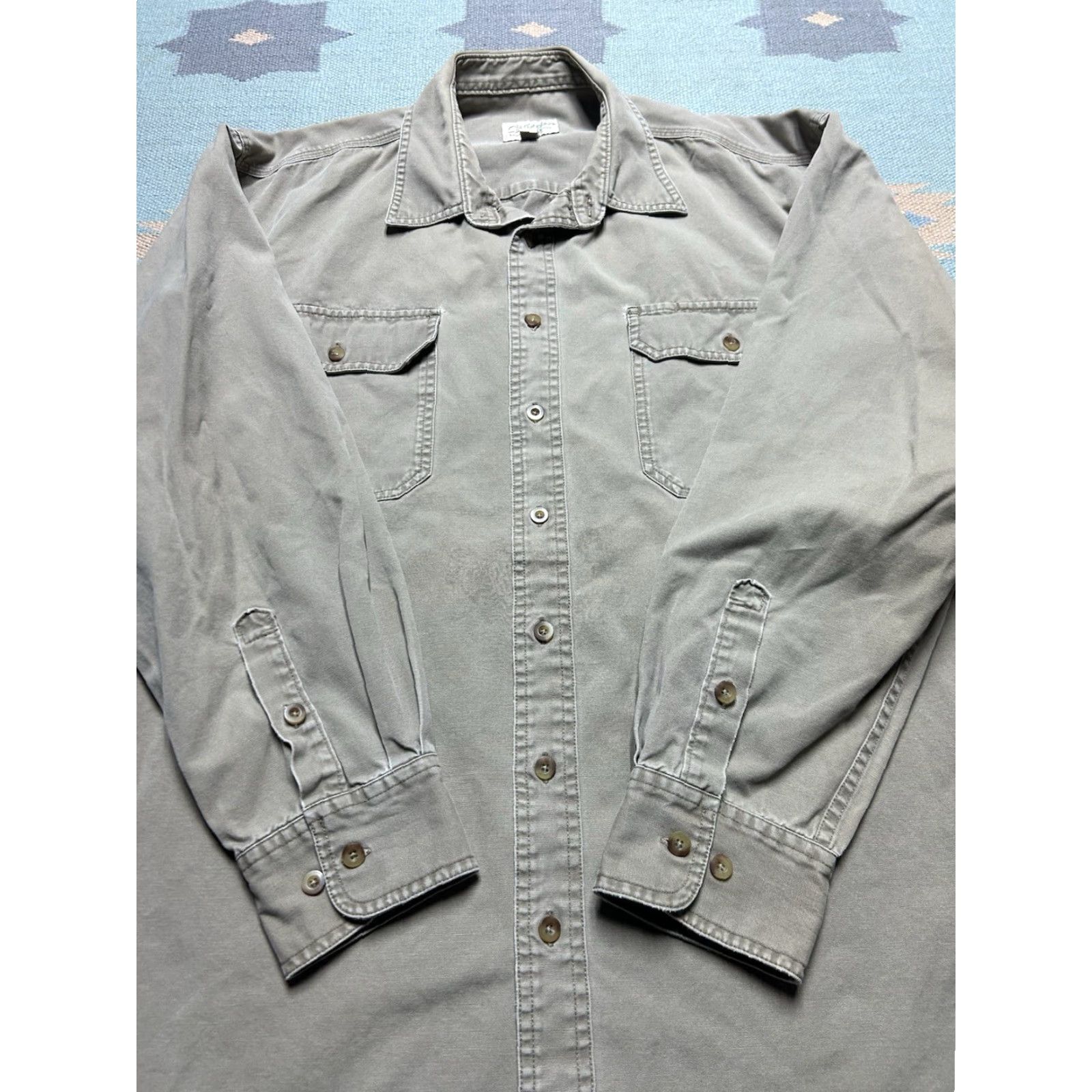 Vintage VINTAGE Cabela's Button-Up Shirt Long Sleeve Canvas Gray Outdoor XL Tall Mens Size US XL / EU 56 / 4 - 2 Thumbnail