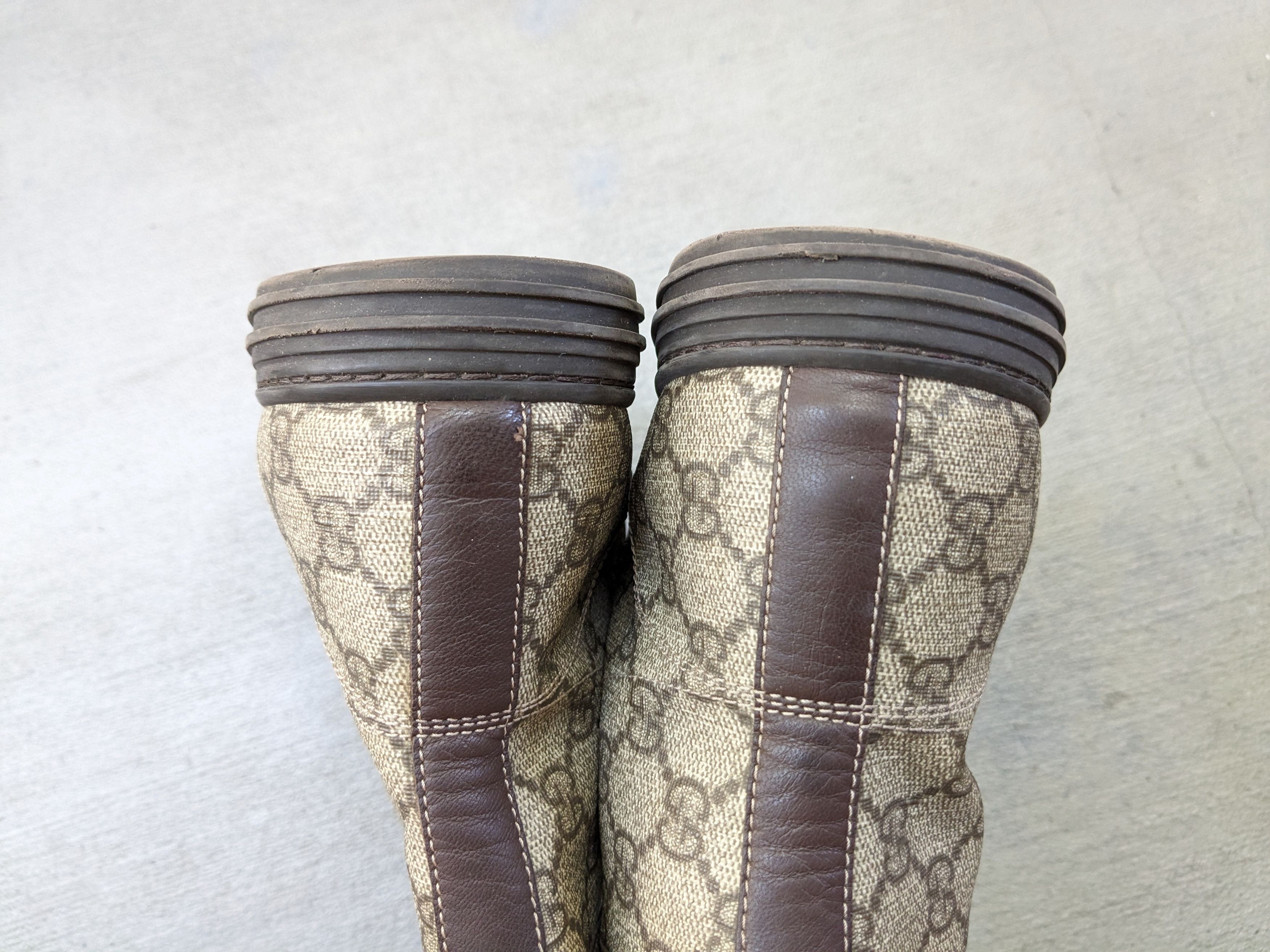 Gucci Gucci High Top Sneakers Brown Leather 10 Lace Up Canvas Size US 10 / EU 43 - 15 Thumbnail