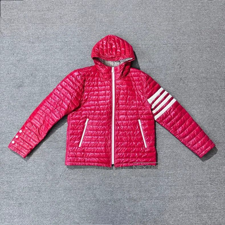 Thom Browne Thom Browne Classic red hoodie with ribbed pattern and dow Size US S / EU 44-46 / 1 - 1 Thumbnail