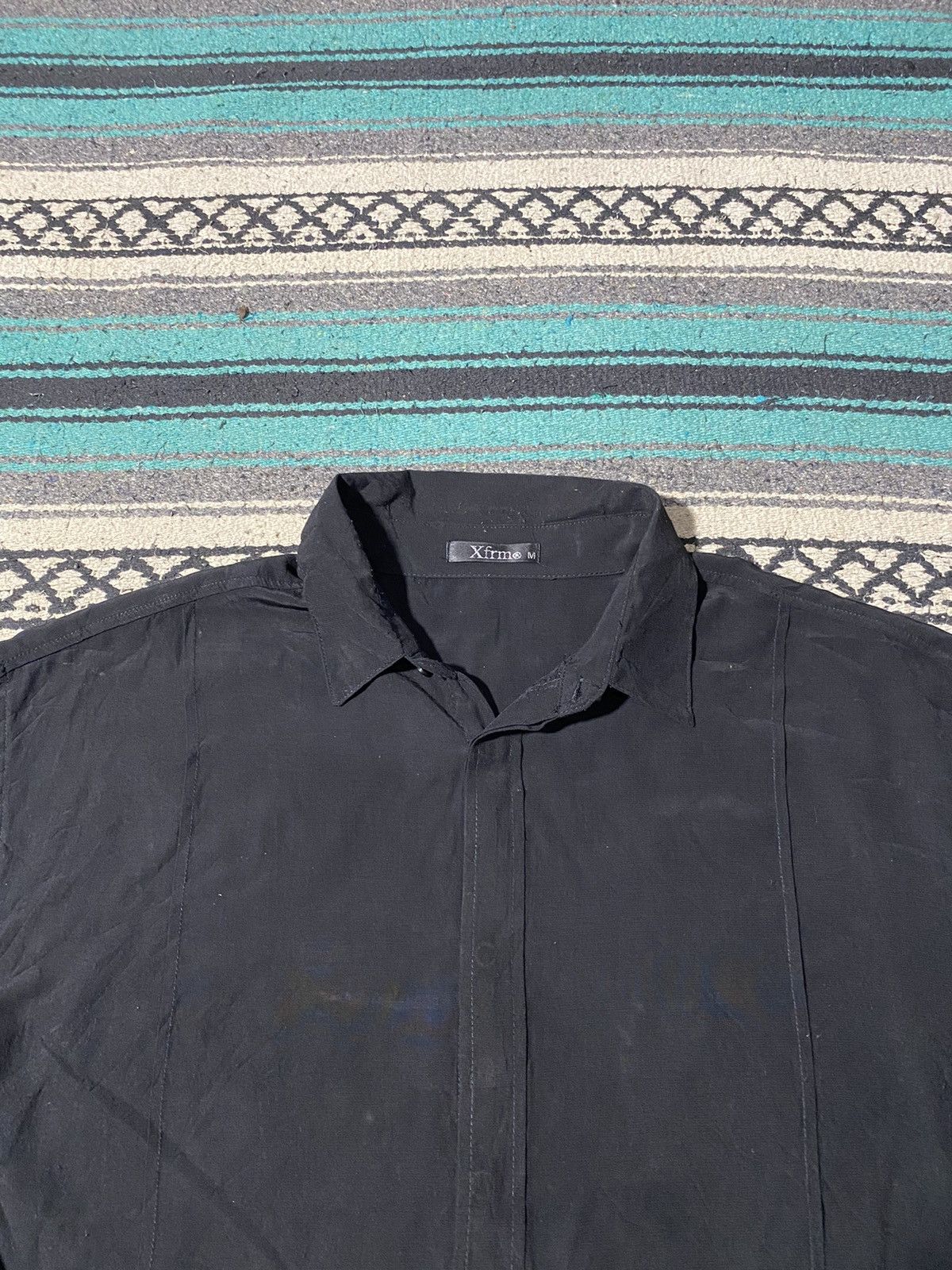If Six Was Nine 2000s XFRM - Side Zipper Hidden Button Black Shirt Size US M / EU 48-50 / 2 - 2 Thumbnail