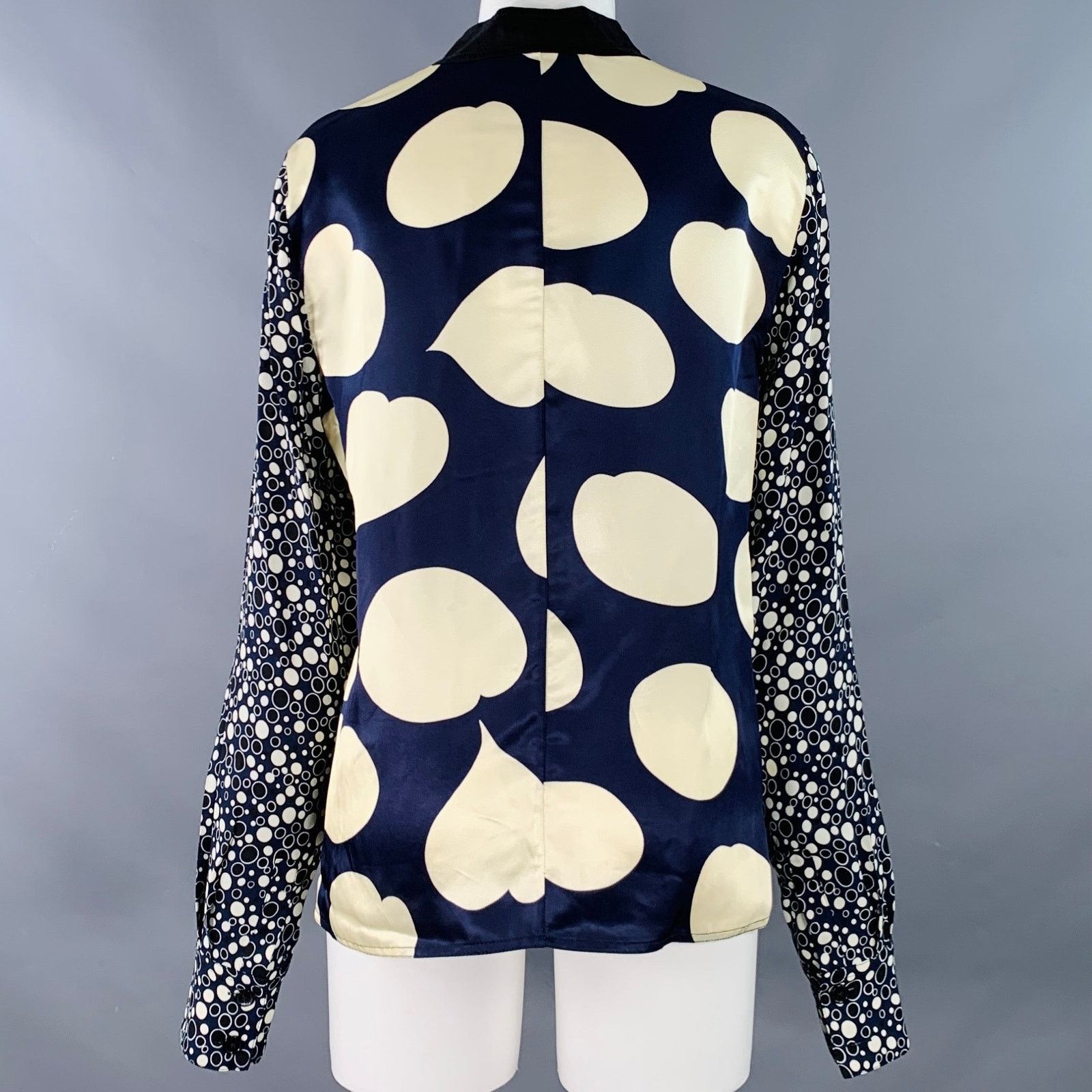 Marni MARNI Size 4 Navy Black Viscose Circles Bow Blouse Size S / US 4 / IT 40 - 4 Thumbnail