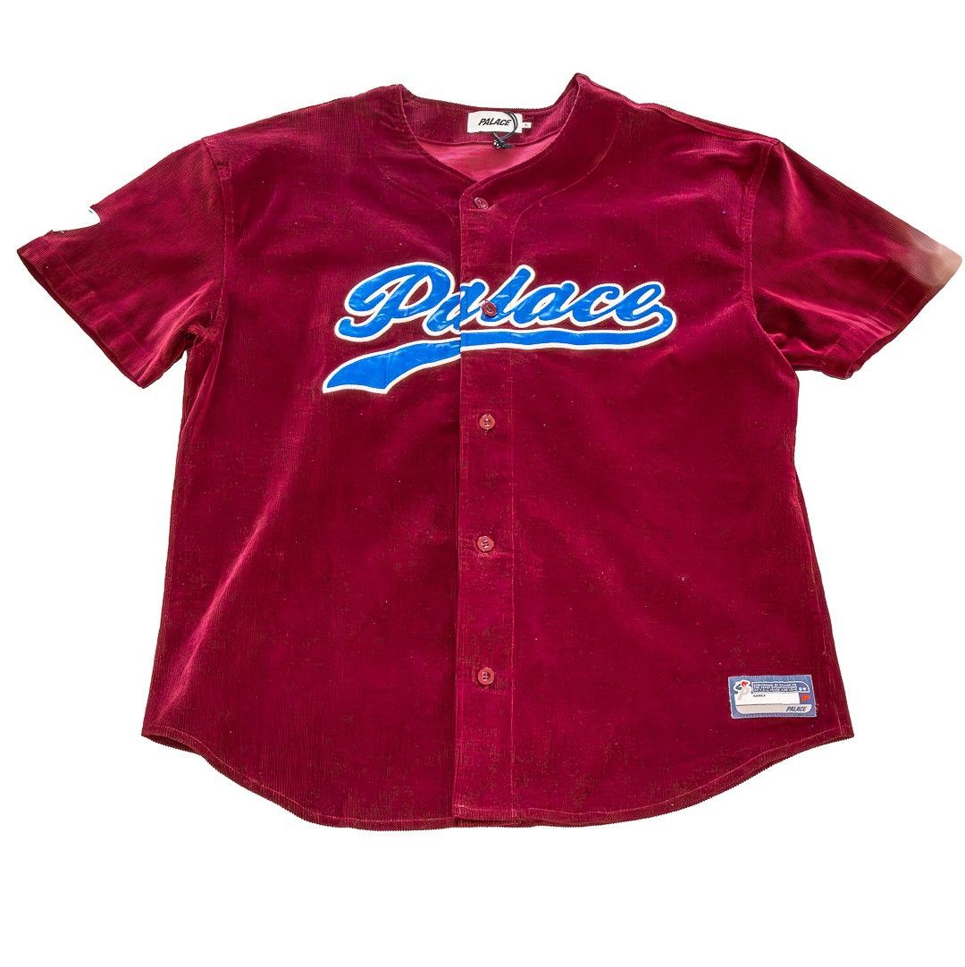 image of Majestic x Palace X-Large - Palace Cord Baseball Jersey (Burgandy) Size Xl, Men's